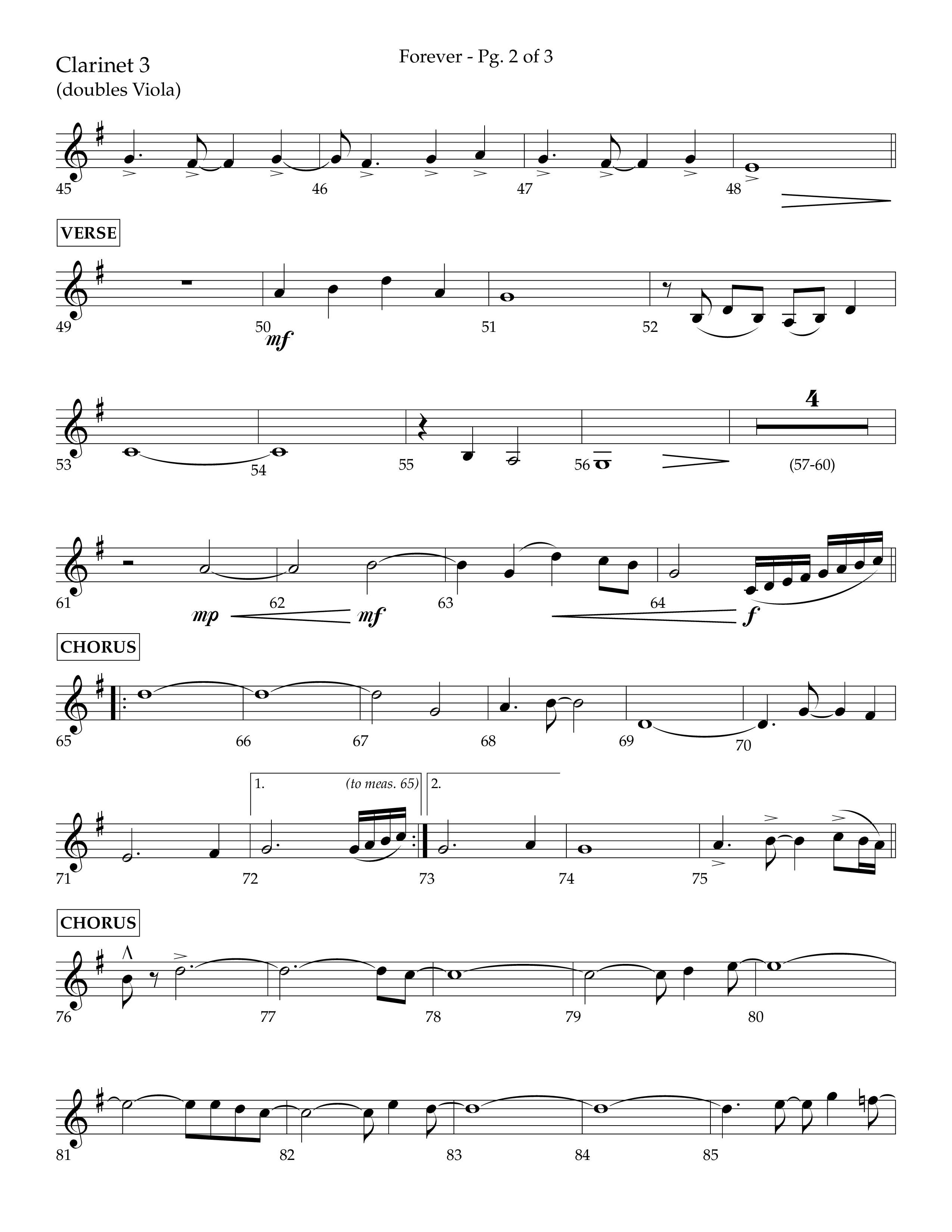 Forever (with Sing Praise) (Choral Anthem SATB) Clarinet 3 (Lifeway Choral / Arr. Danny Zaloudik)