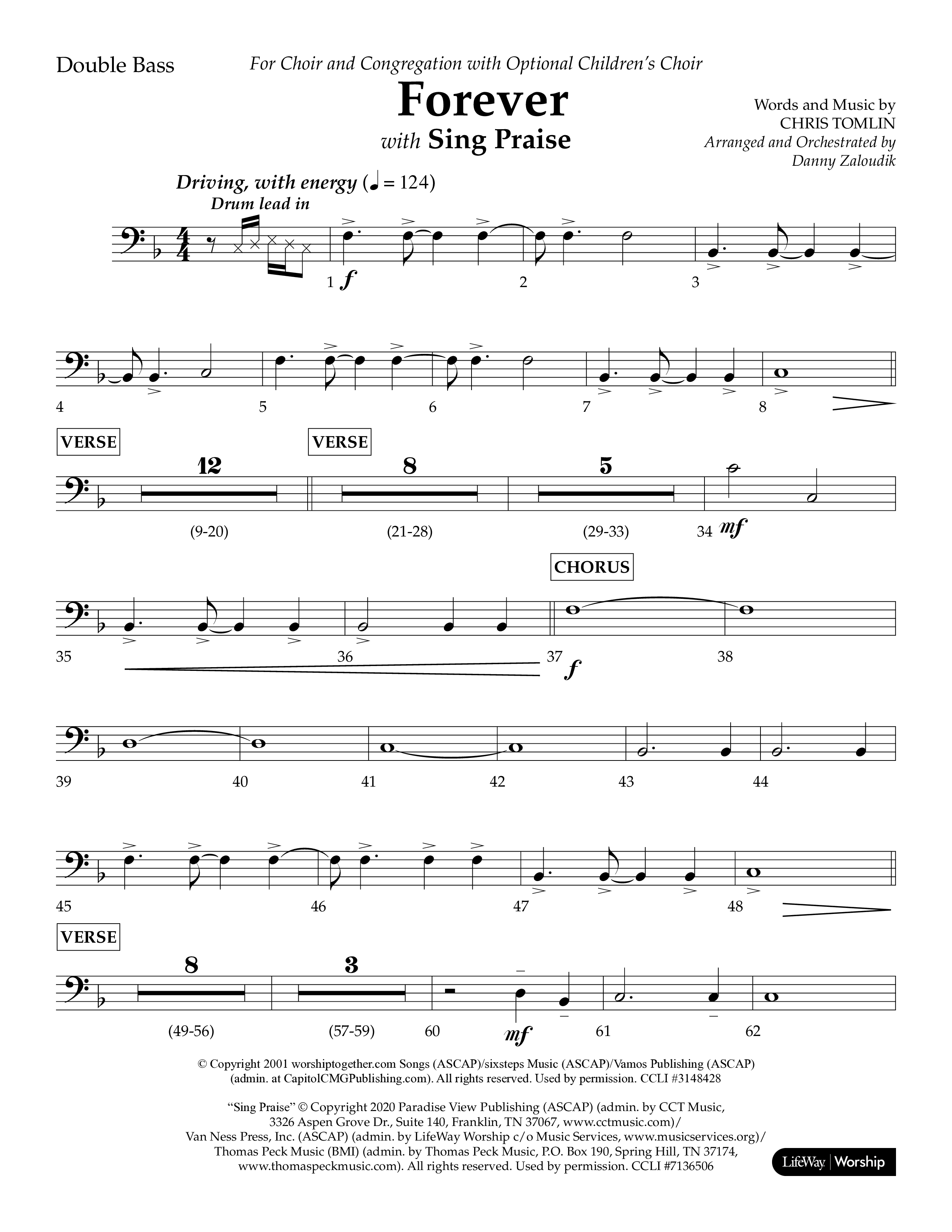 Forever (with Sing Praise) (Choral Anthem SATB) Double Bass (Lifeway Choral / Arr. Danny Zaloudik)