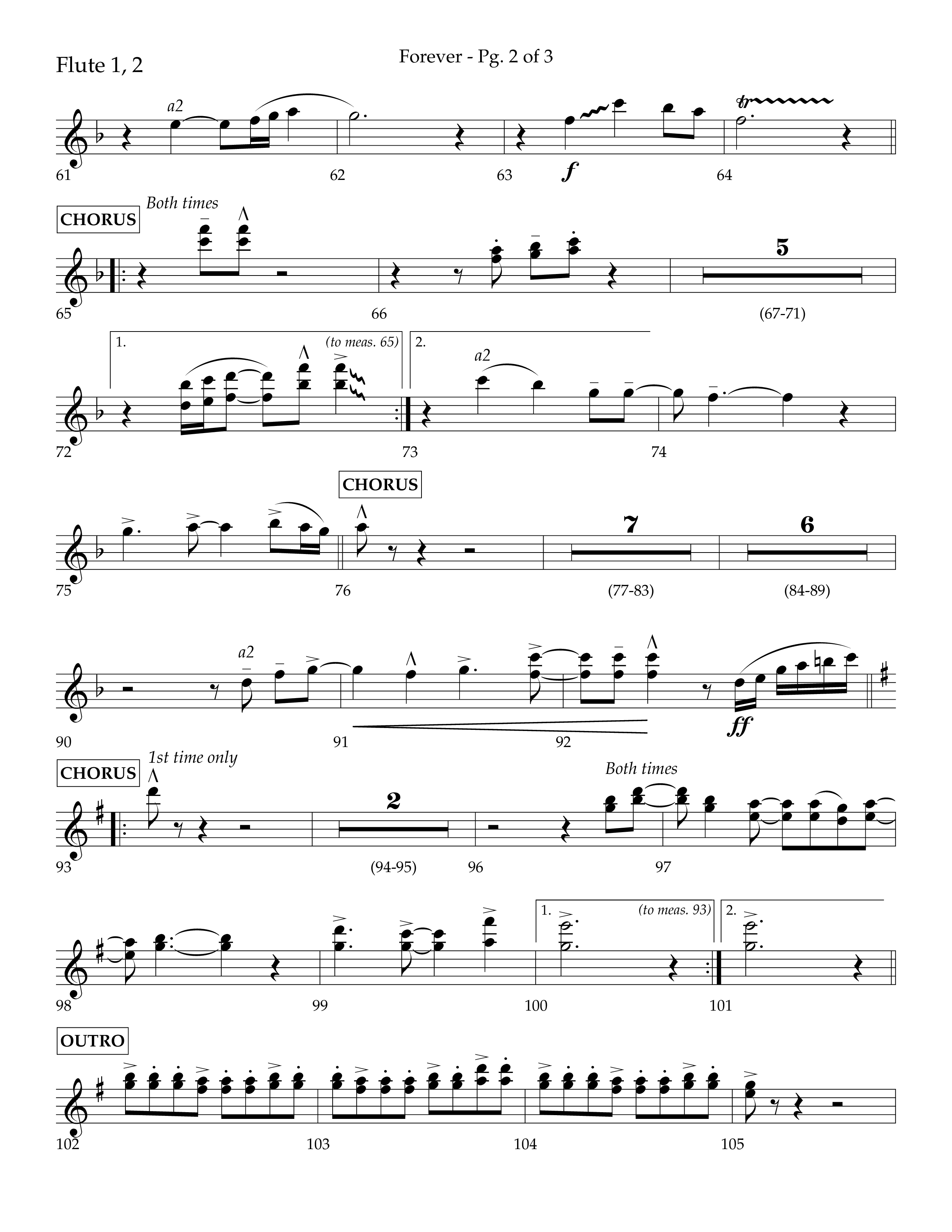 Forever (with Sing Praise) (Choral Anthem SATB) Flute 1/2 (Lifeway Choral / Arr. Danny Zaloudik)