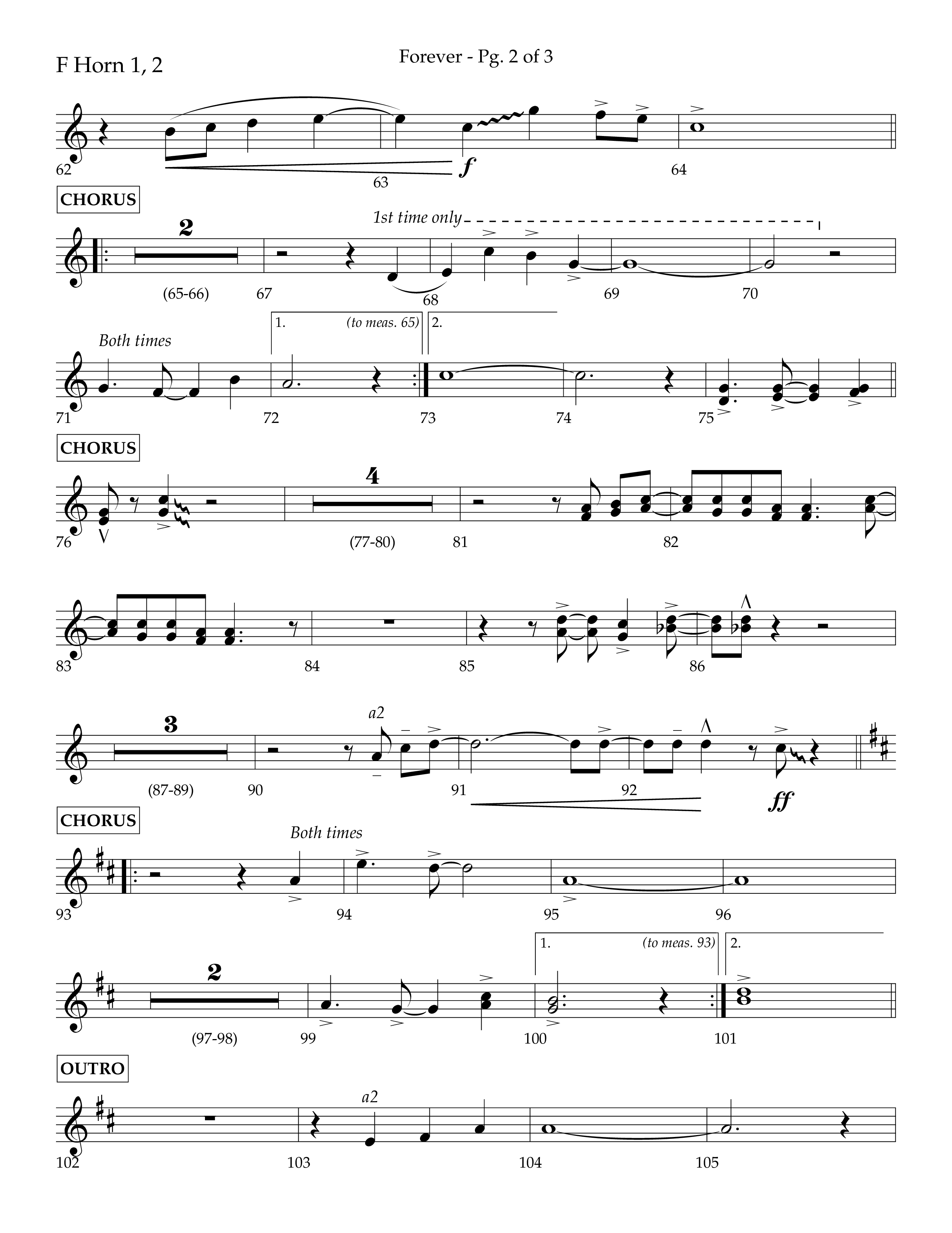 Forever (with Sing Praise) (Choral Anthem SATB) French Horn 1/2 (Lifeway Choral / Arr. Danny Zaloudik)