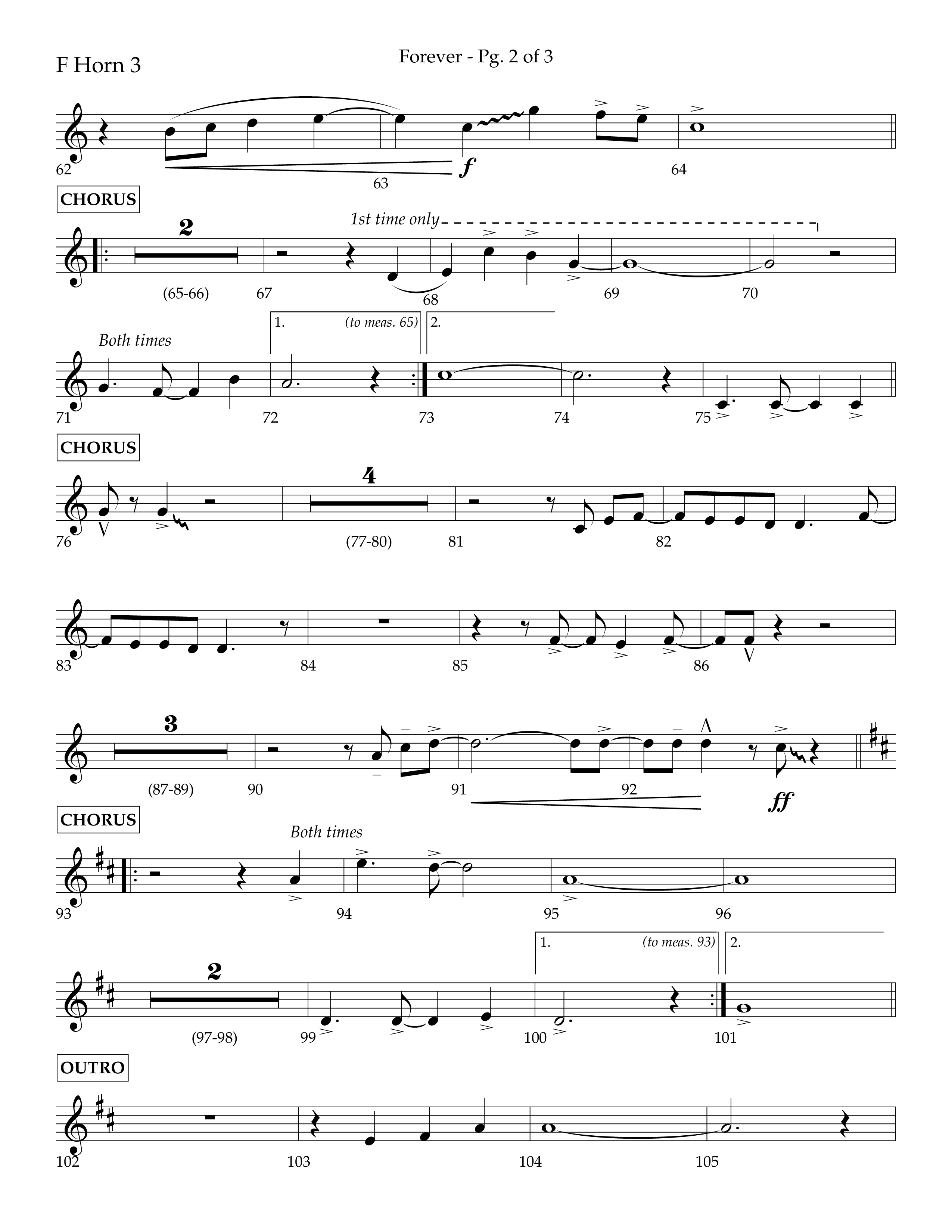 Forever (with Sing Praise) (Choral Anthem SATB) French Horn 3 (Lifeway Choral / Arr. Danny Zaloudik)