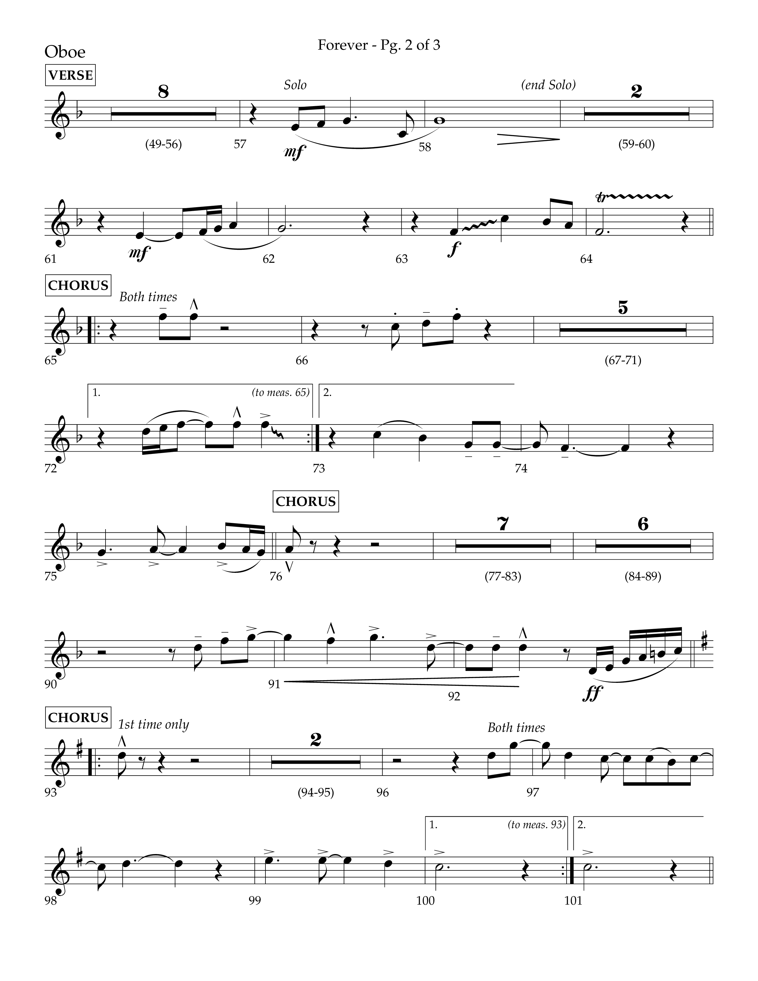 Forever (with Sing Praise) (Choral Anthem SATB) Oboe (Lifeway Choral / Arr. Danny Zaloudik)