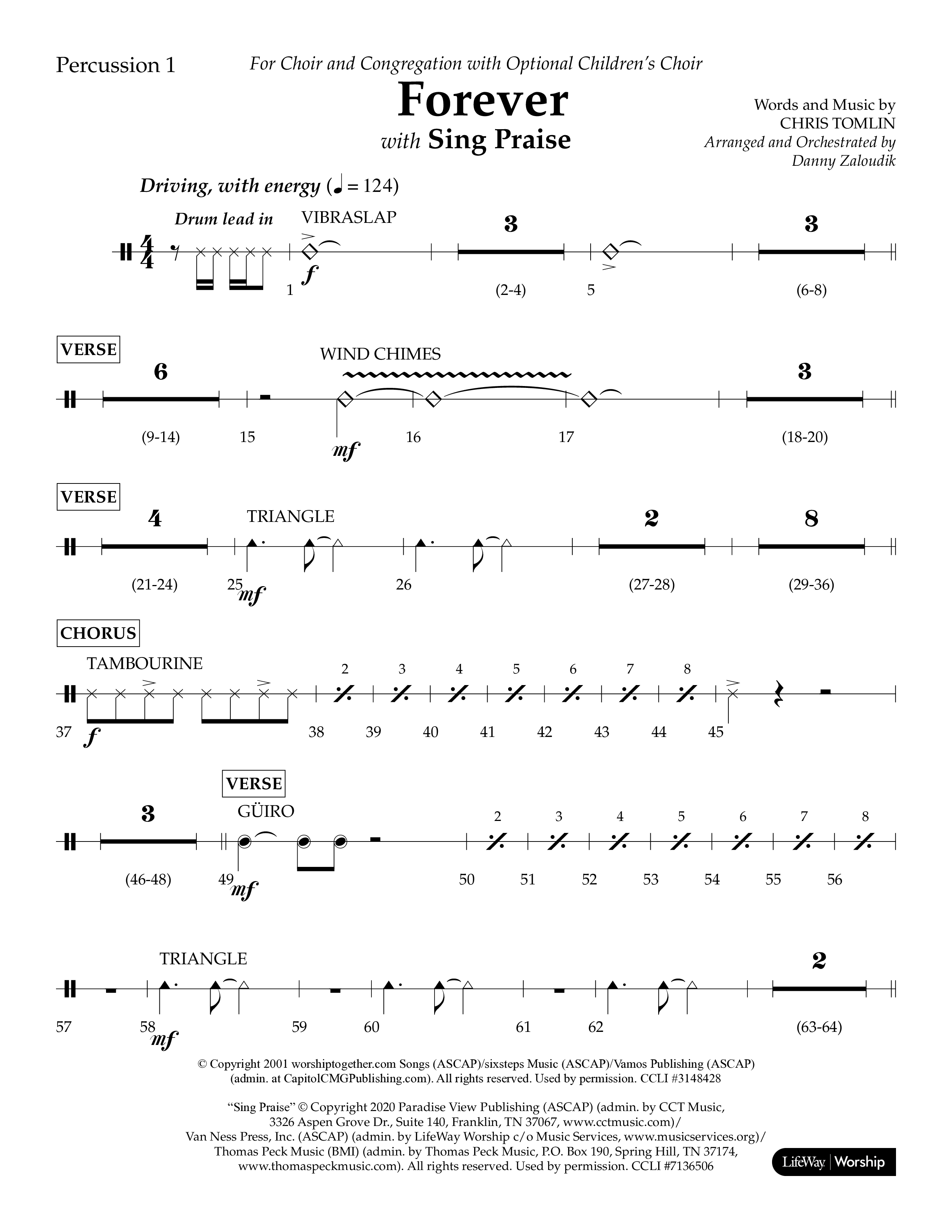 Forever (with Sing Praise) (Choral Anthem SATB) Percussion 1/2 (Lifeway Choral / Arr. Danny Zaloudik)