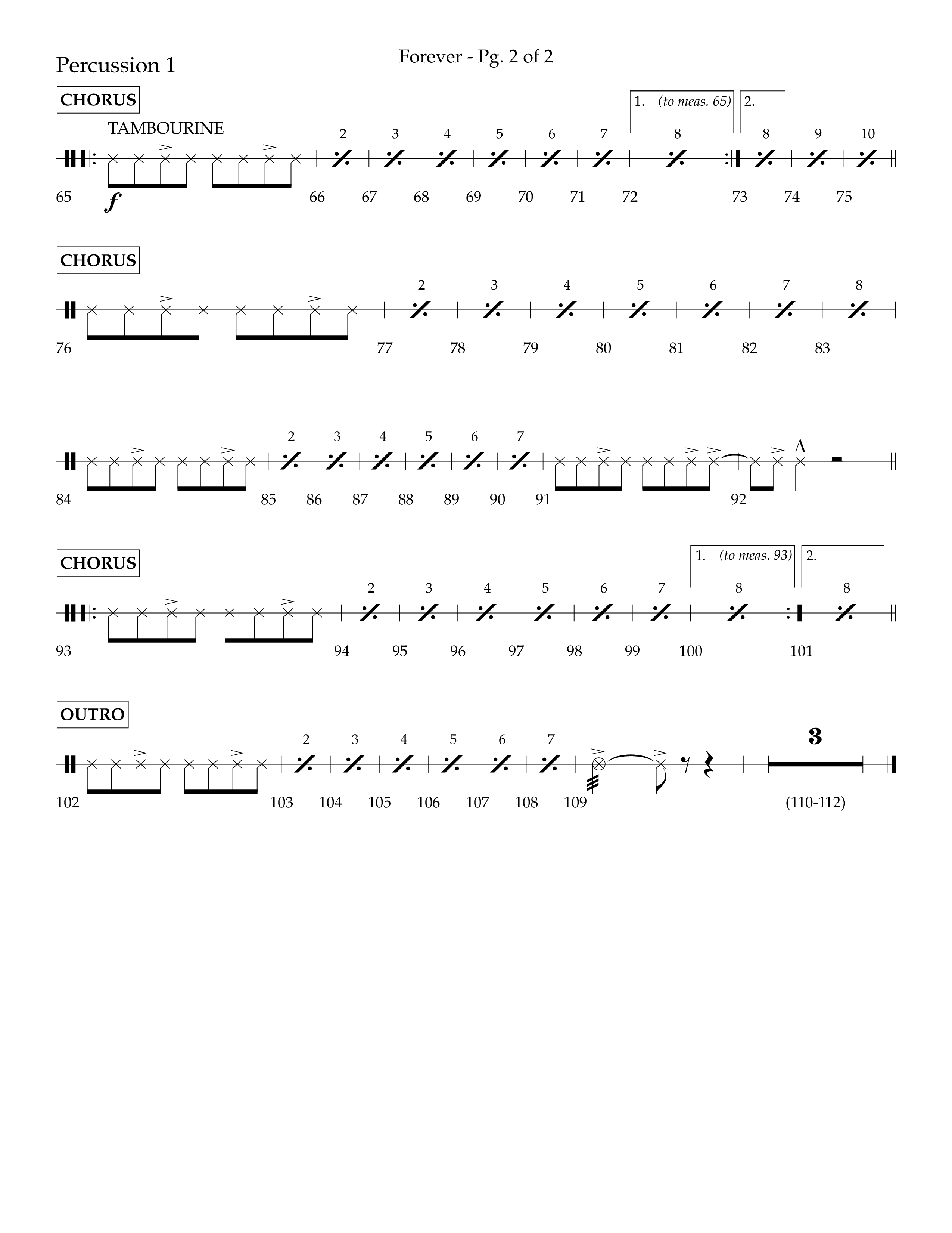 Forever (with Sing Praise) (Choral Anthem SATB) Percussion 1/2 (Lifeway Choral / Arr. Danny Zaloudik)