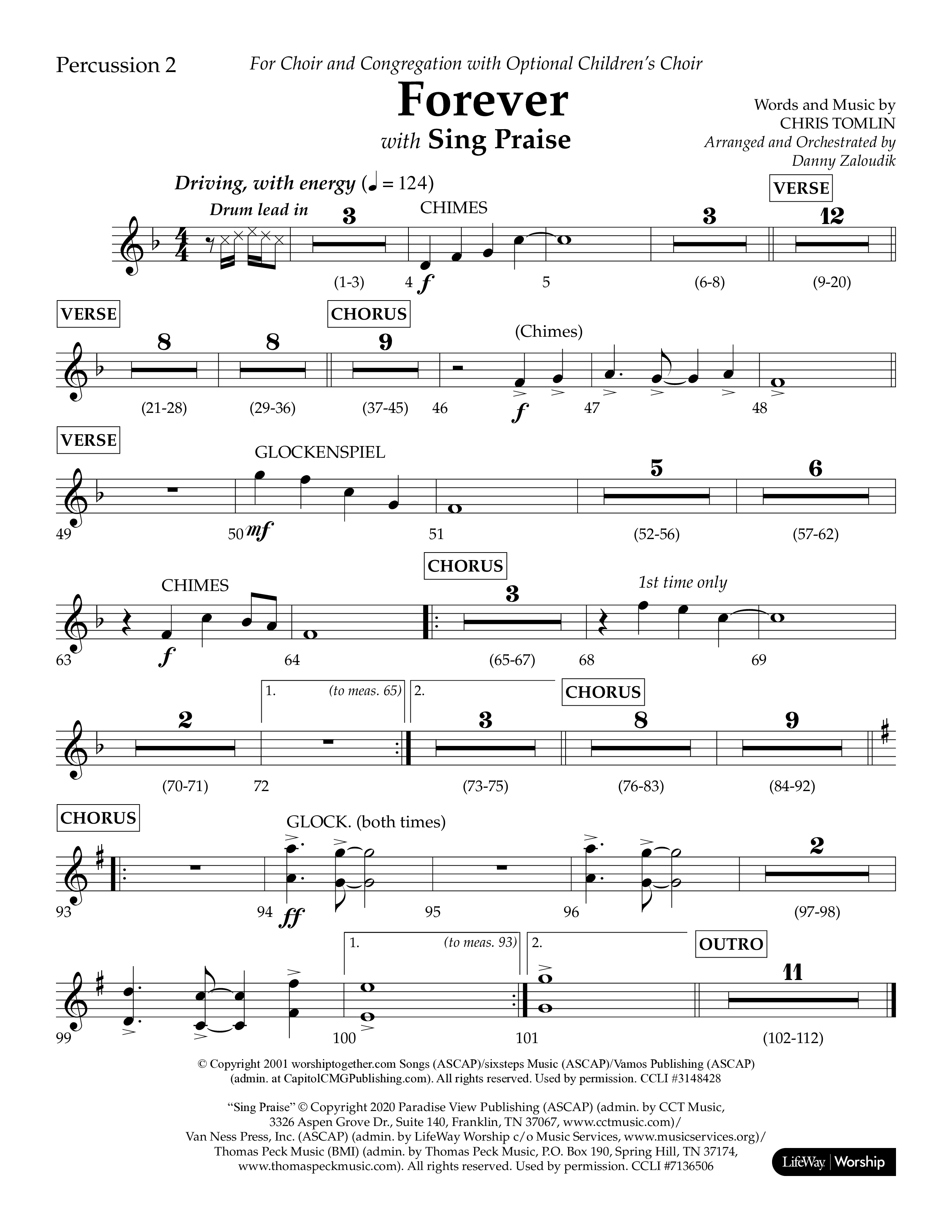 Forever (with Sing Praise) (Choral Anthem SATB) Percussion 1/2 (Lifeway Choral / Arr. Danny Zaloudik)