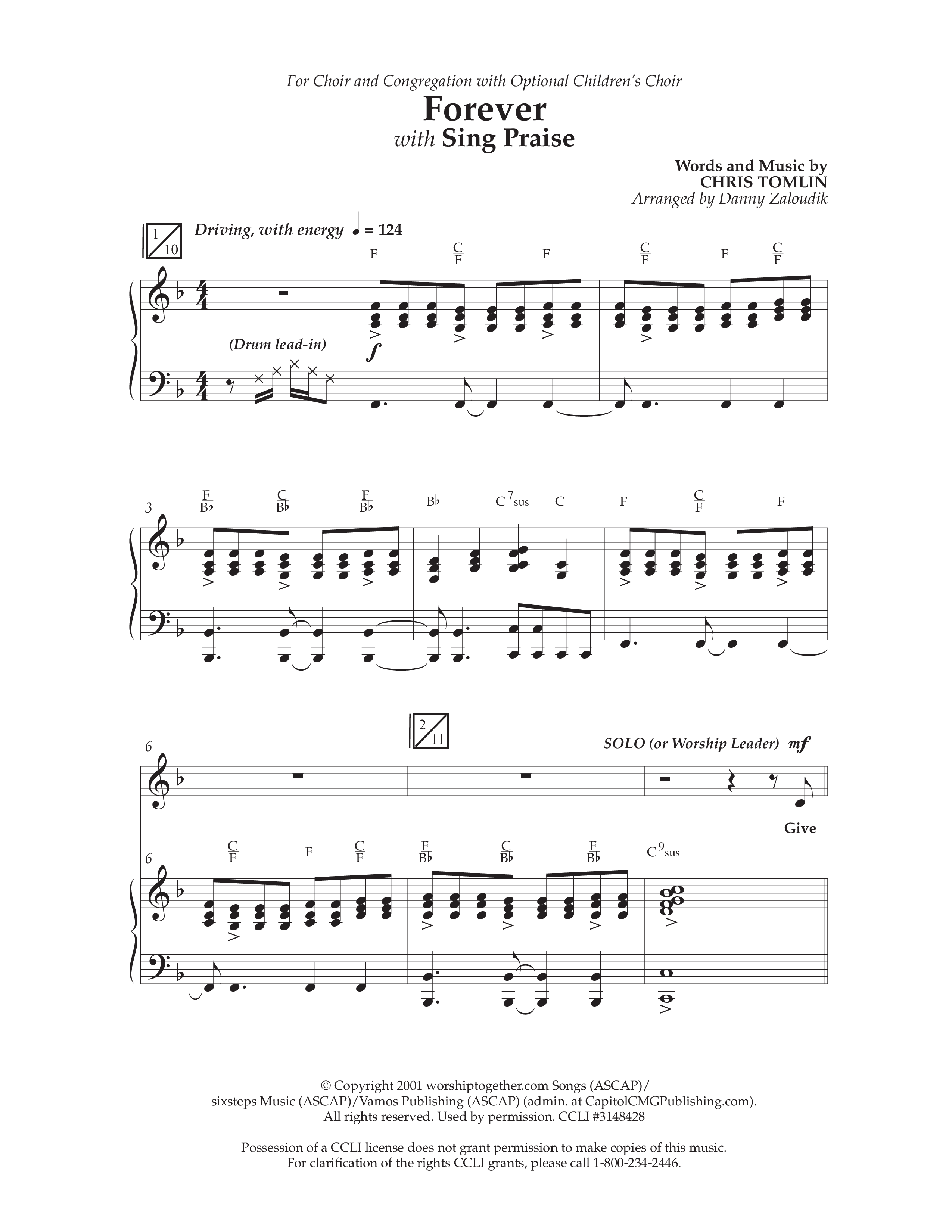 Forever (with Sing Praise) (Choral Anthem SATB) Anthem (SATB/Piano) (Lifeway Choral / Arr. Danny Zaloudik)