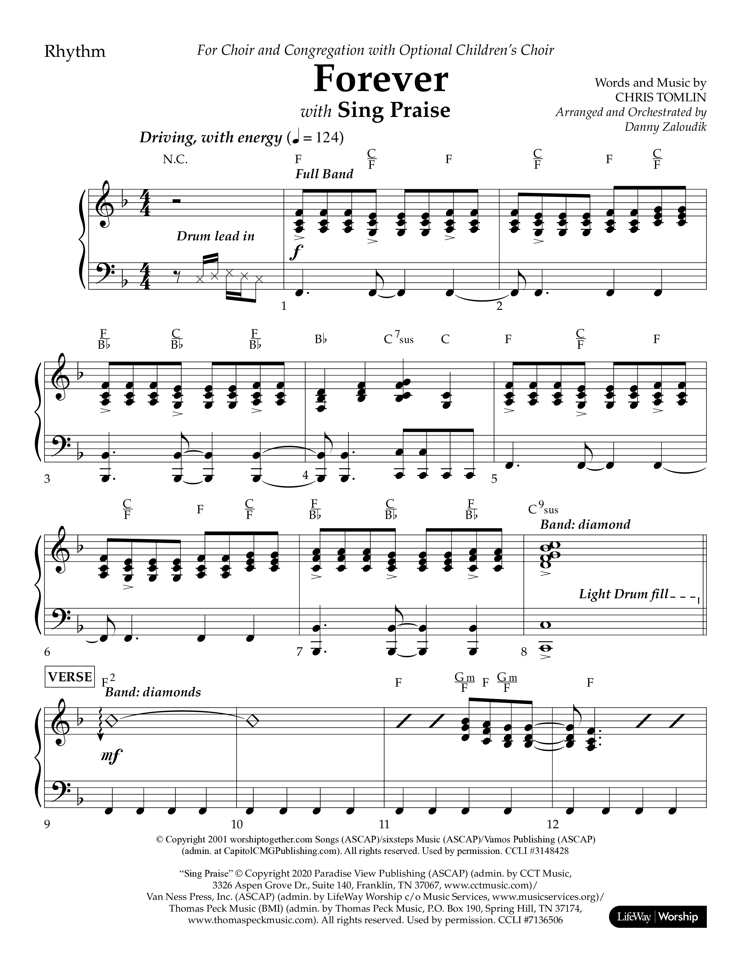 Forever (with Sing Praise) (Choral Anthem SATB) Lead Melody & Rhythm (Lifeway Choral / Arr. Danny Zaloudik)