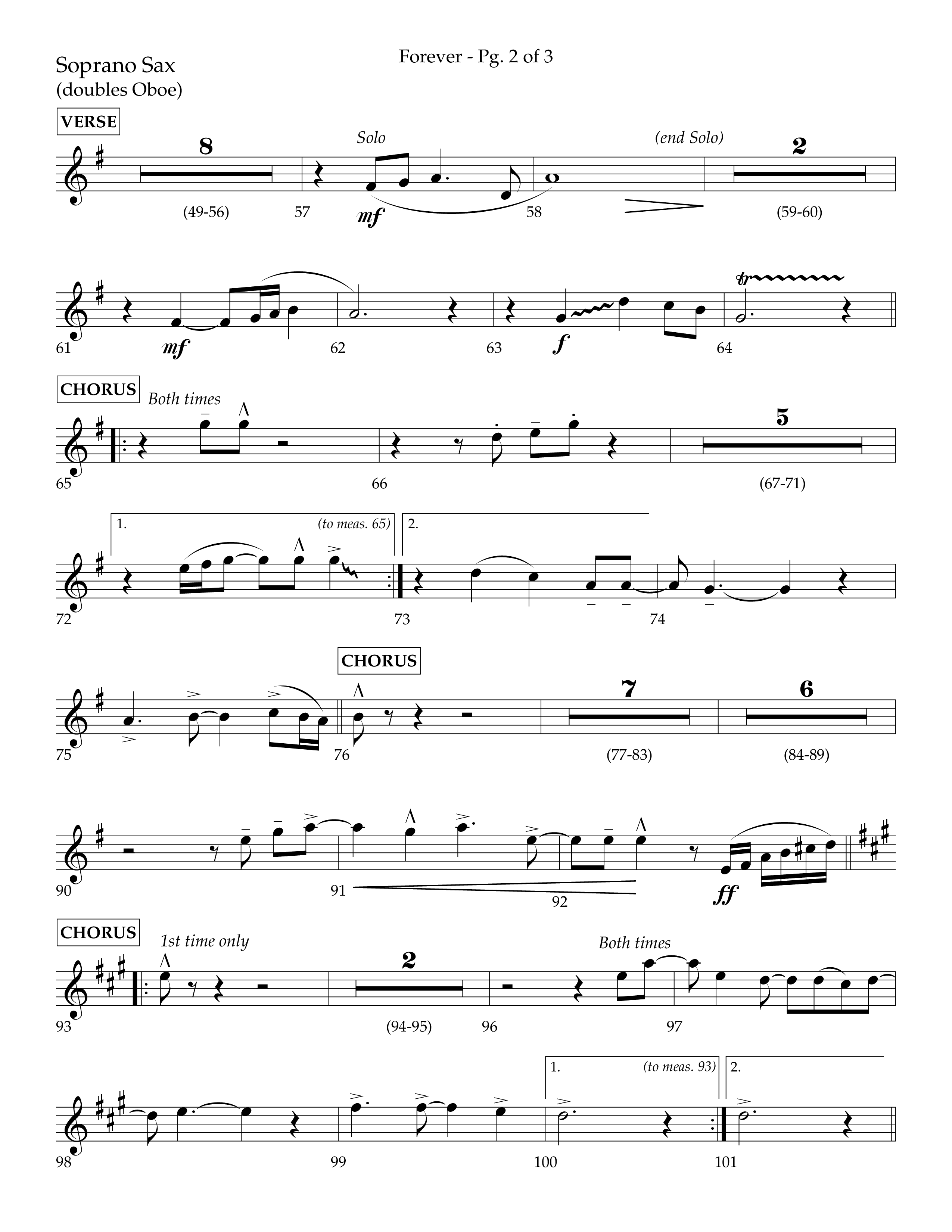 Forever (with Sing Praise) (Choral Anthem SATB) Soprano Sax (Lifeway Choral / Arr. Danny Zaloudik)