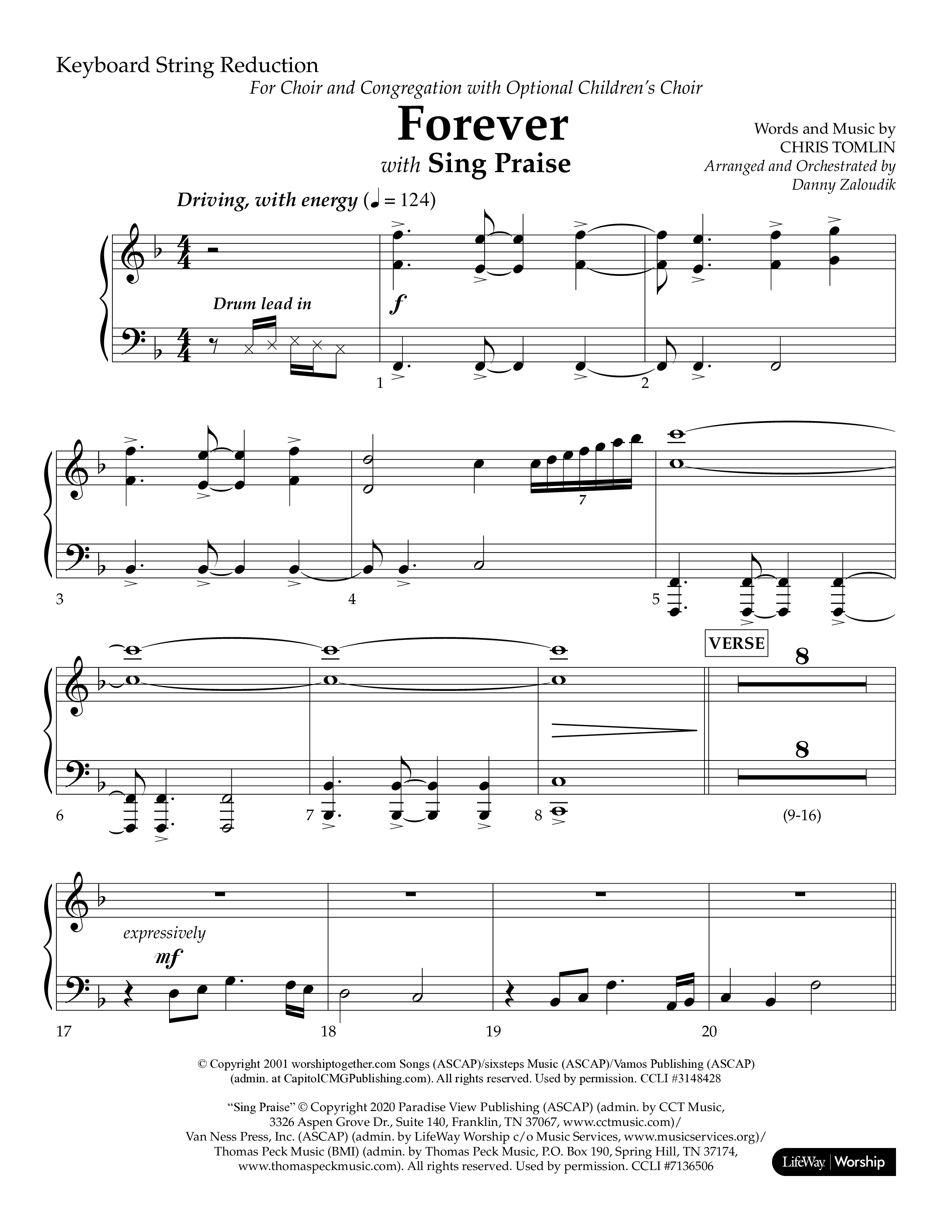 Forever (with Sing Praise) (Choral Anthem SATB) String Reduction (Lifeway Choral / Arr. Danny Zaloudik)