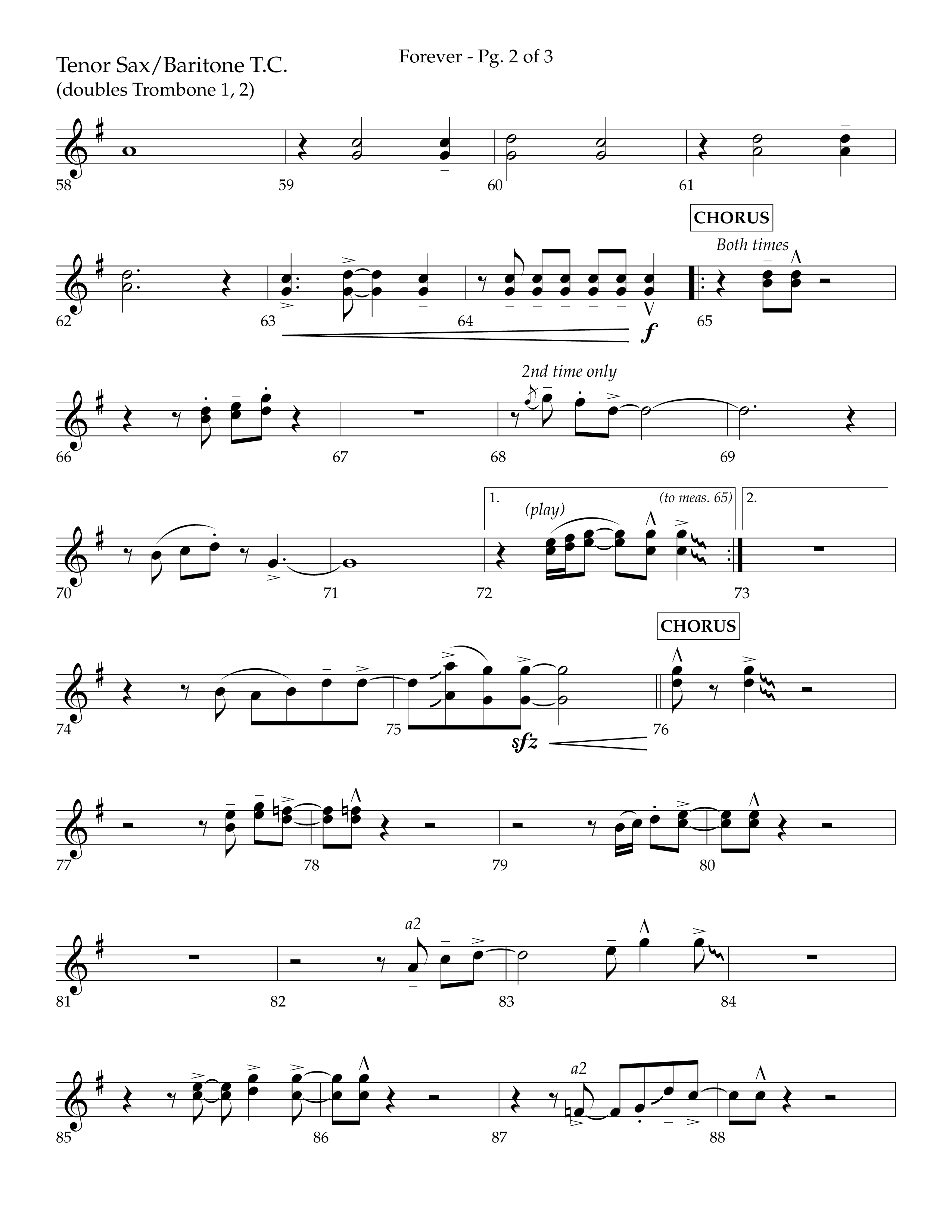 Forever (with Sing Praise) (Choral Anthem SATB) Tenor Sax/Baritone T.C. (Lifeway Choral / Arr. Danny Zaloudik)