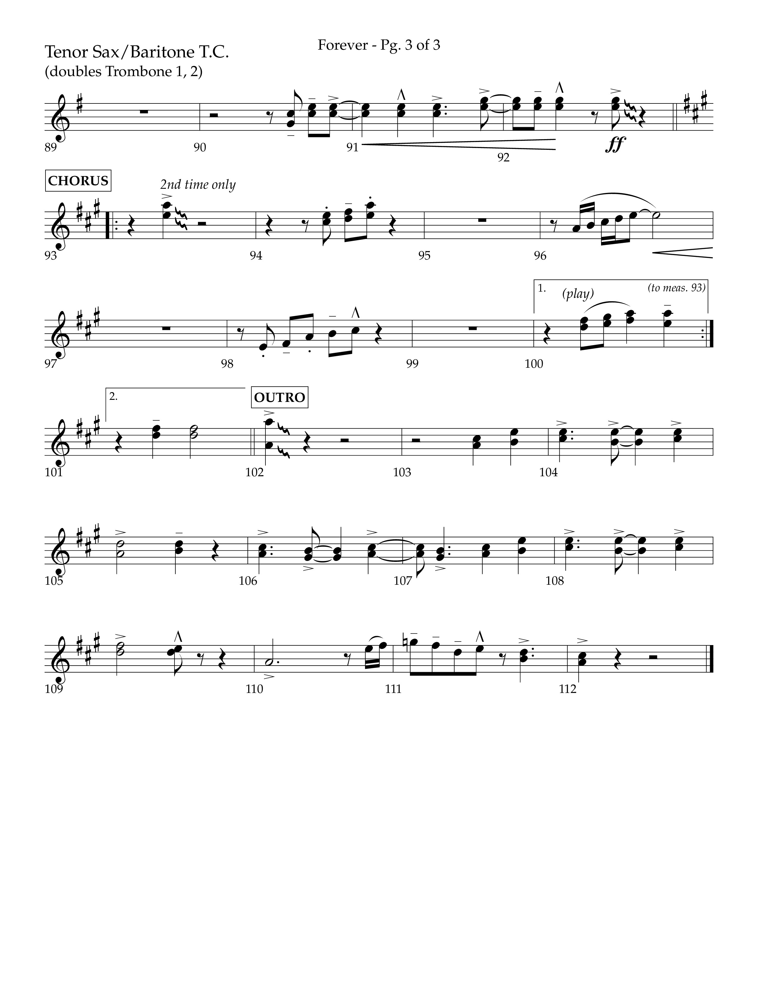Forever (with Sing Praise) (Choral Anthem SATB) Tenor Sax/Baritone T.C. (Lifeway Choral / Arr. Danny Zaloudik)
