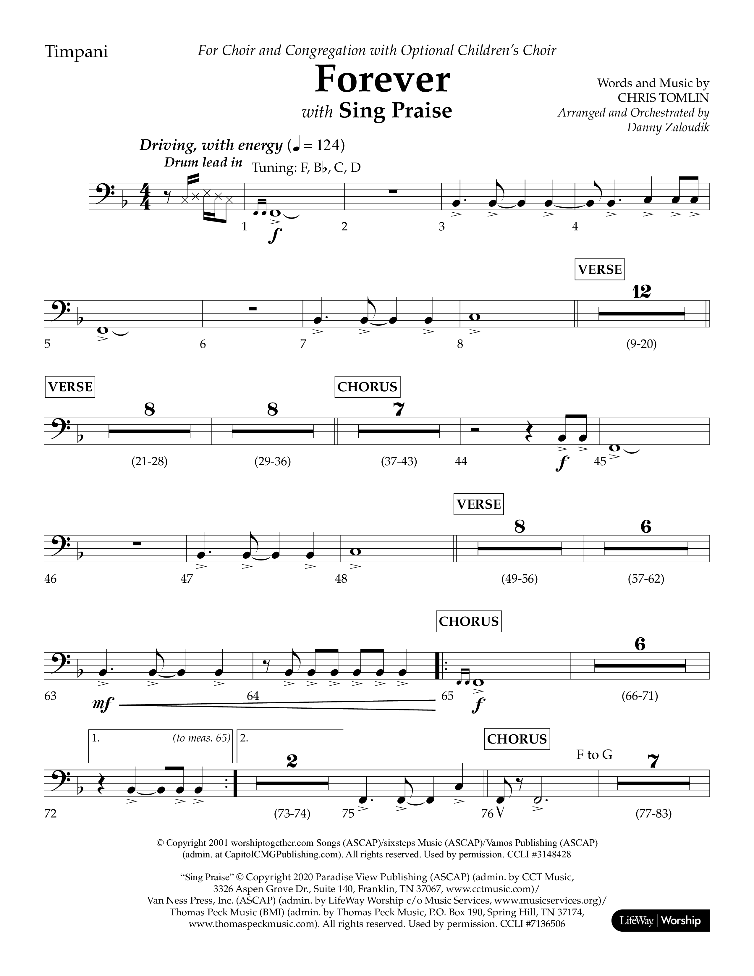 Forever (with Sing Praise) (Choral Anthem SATB) Timpani (Lifeway Choral / Arr. Danny Zaloudik)