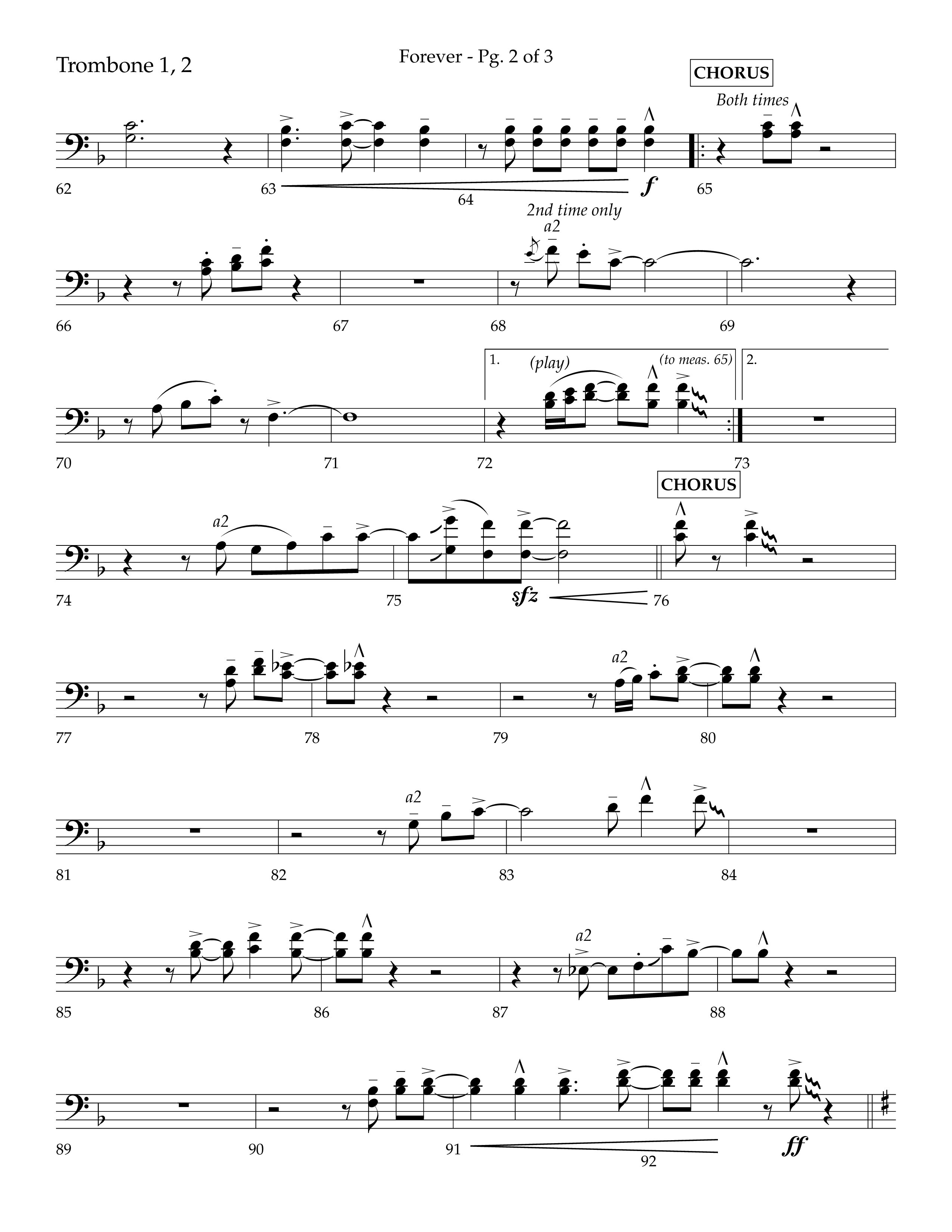 Forever (with Sing Praise) (Choral Anthem SATB) Trombone 1/2 (Lifeway Choral / Arr. Danny Zaloudik)