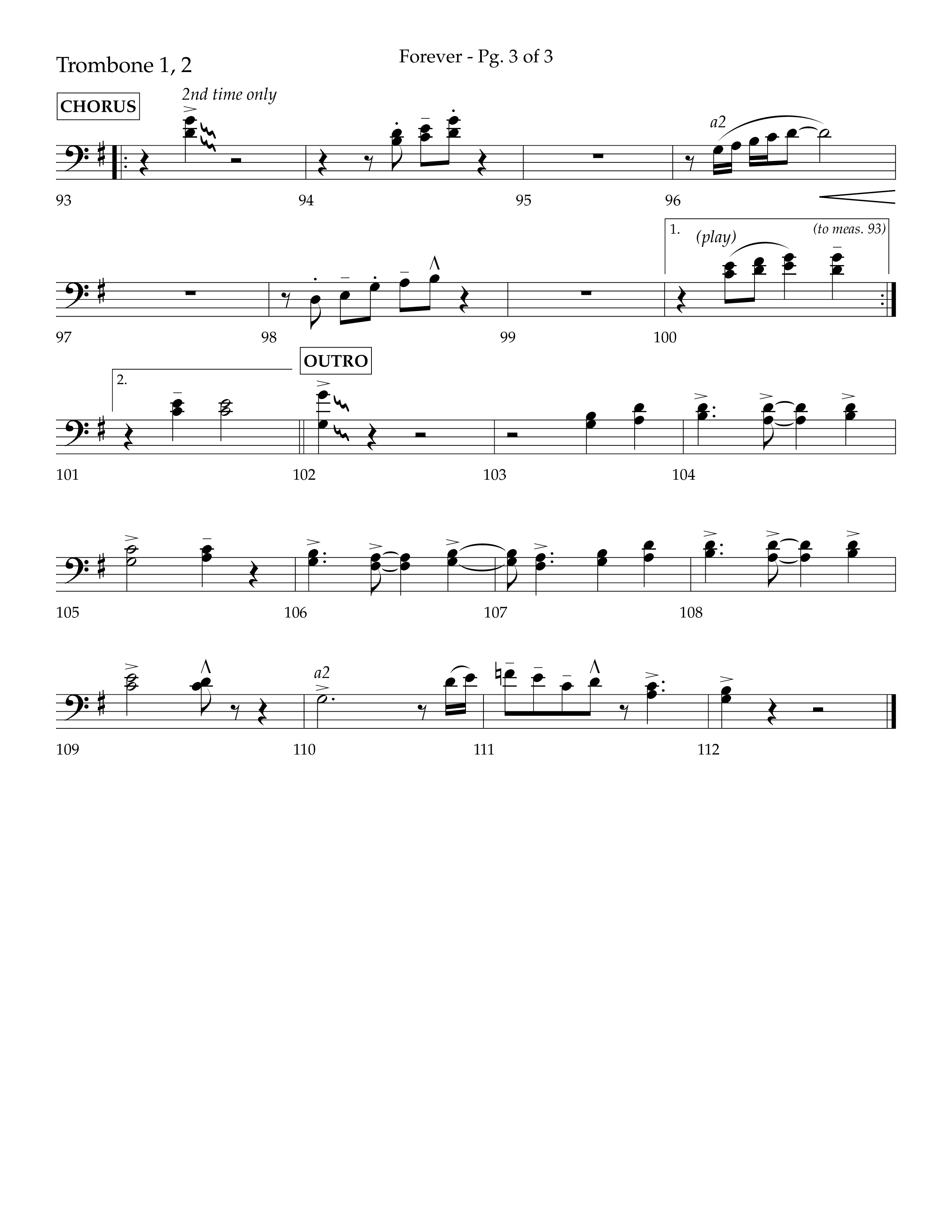 Forever (with Sing Praise) (Choral Anthem SATB) Trombone 1/2 (Lifeway Choral / Arr. Danny Zaloudik)