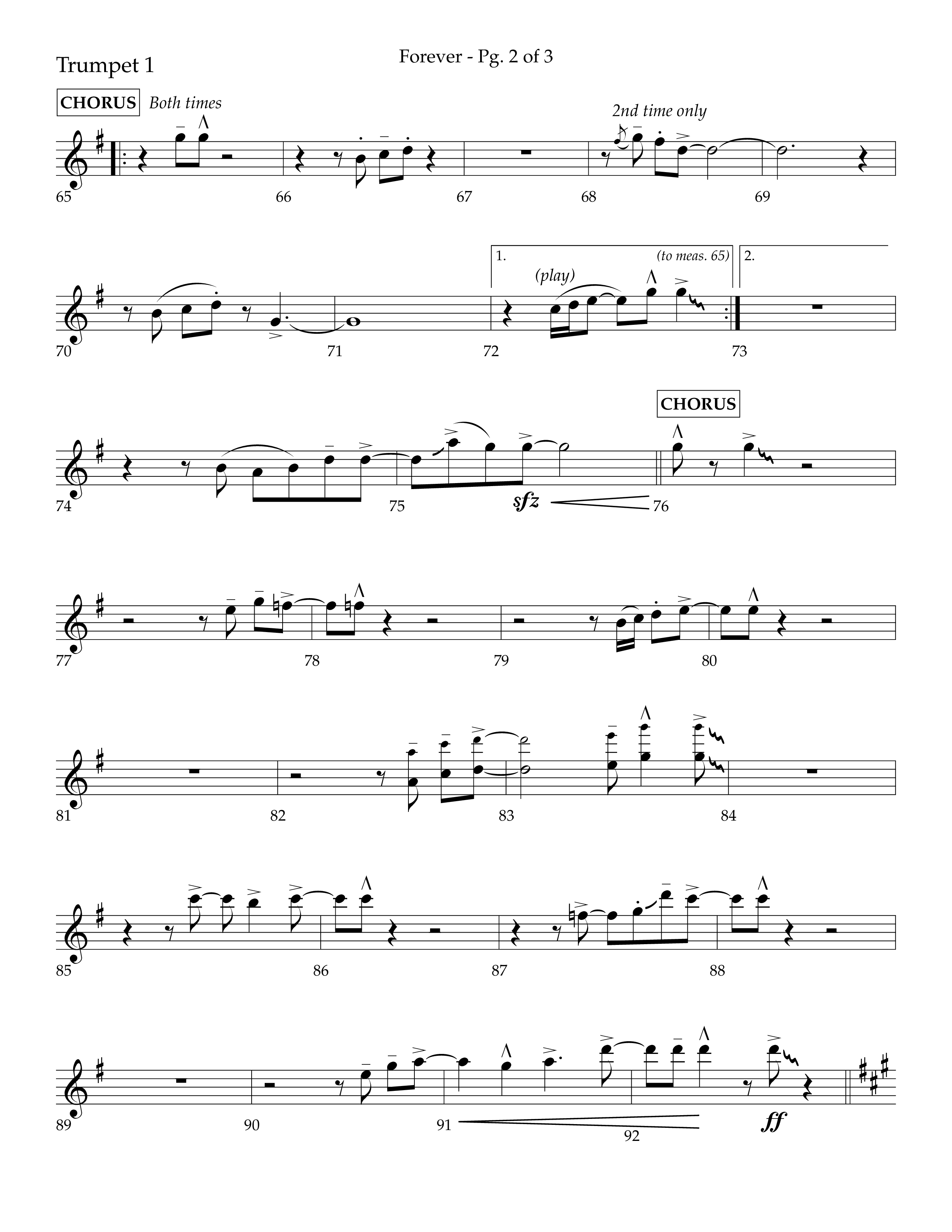 Forever (with Sing Praise) (Choral Anthem SATB) Trumpet 1 (Lifeway Choral / Arr. Danny Zaloudik)