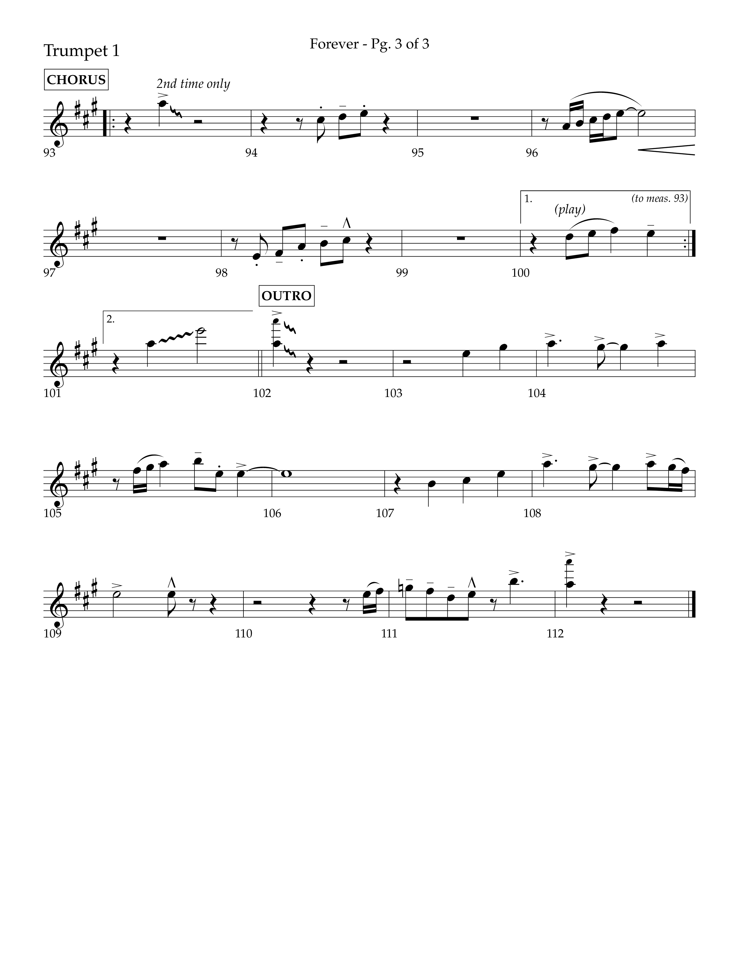 Forever (with Sing Praise) (Choral Anthem SATB) Trumpet 1 (Lifeway Choral / Arr. Danny Zaloudik)
