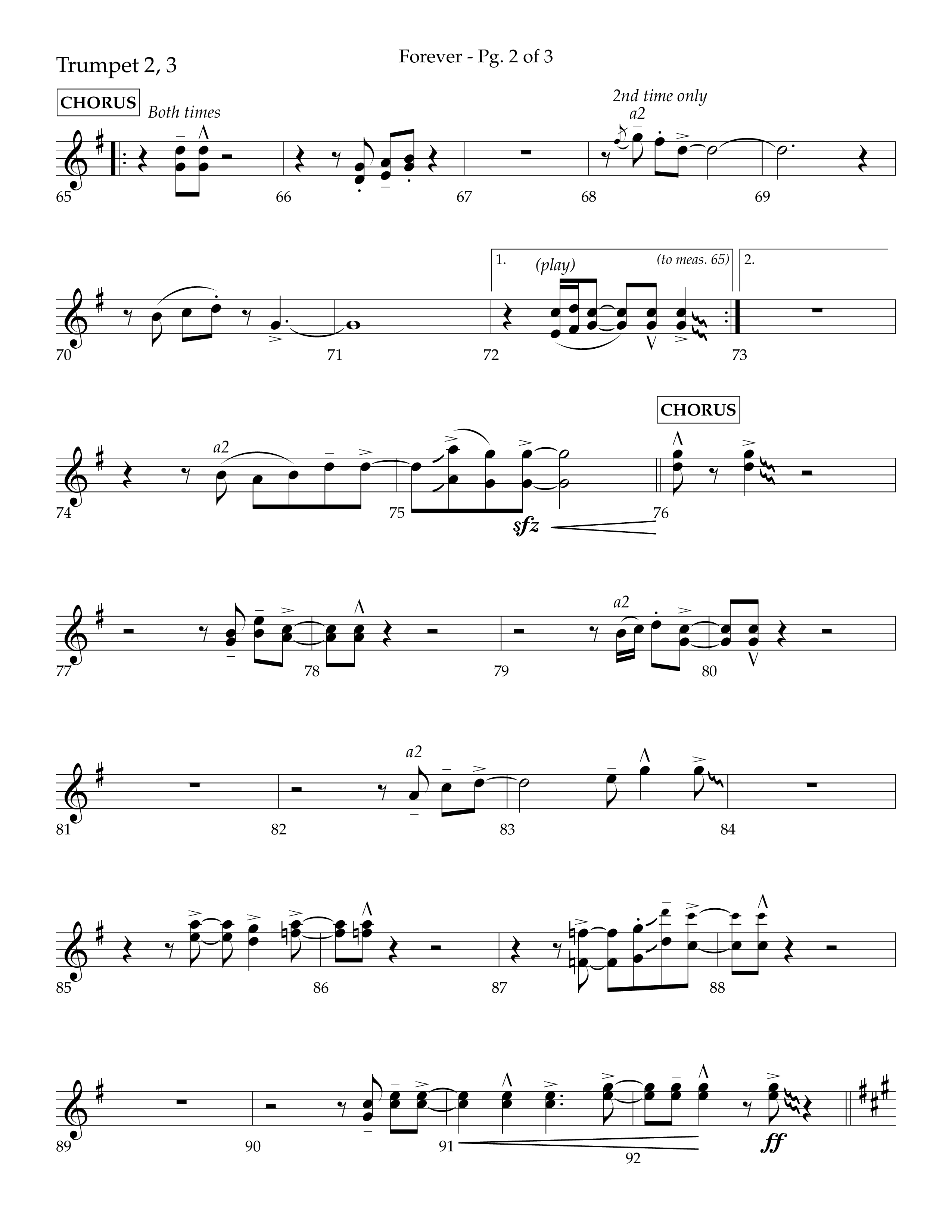 Forever (with Sing Praise) (Choral Anthem SATB) Trumpet 2/3 (Lifeway Choral / Arr. Danny Zaloudik)