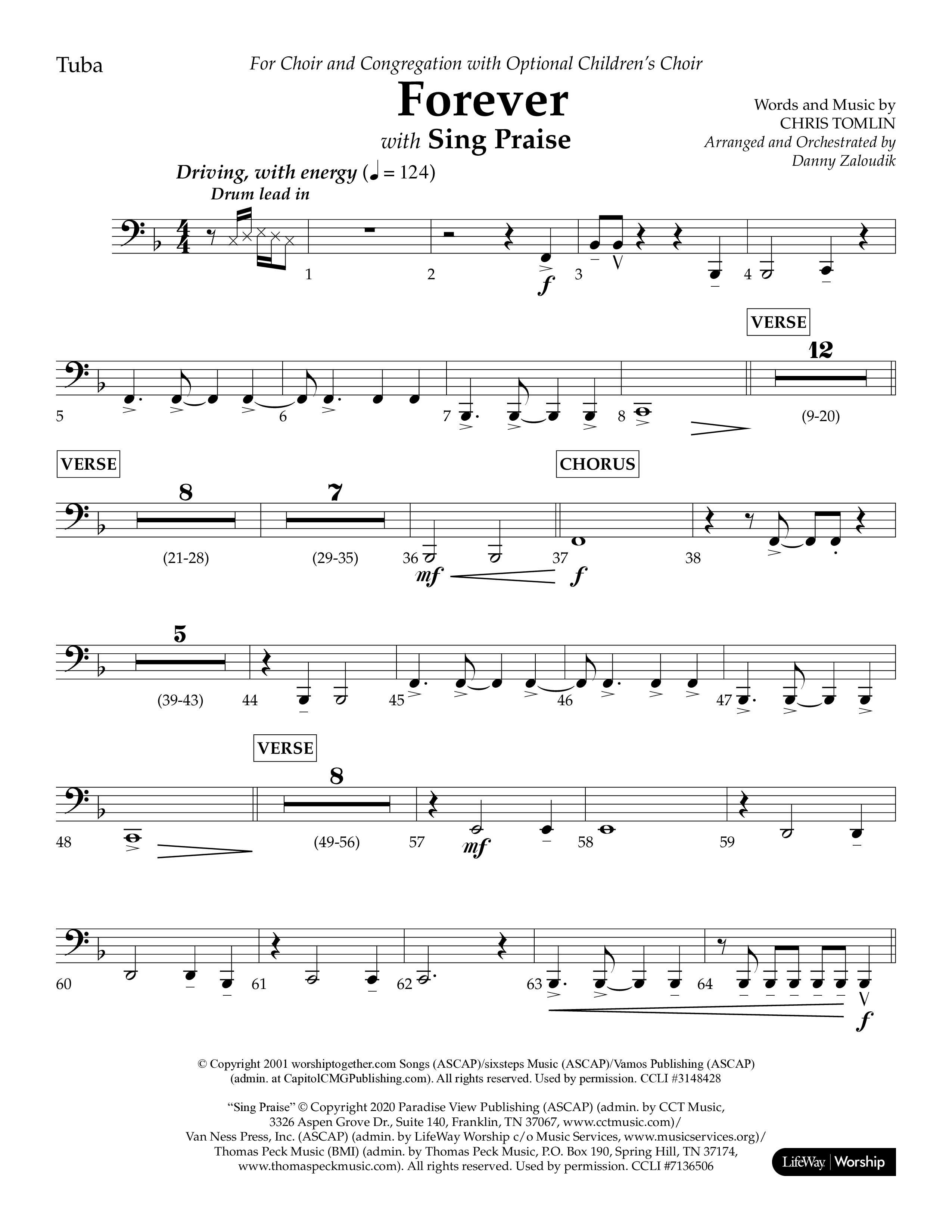 Forever (with Sing Praise) (Choral Anthem SATB) Tuba (Lifeway Choral / Arr. Danny Zaloudik)