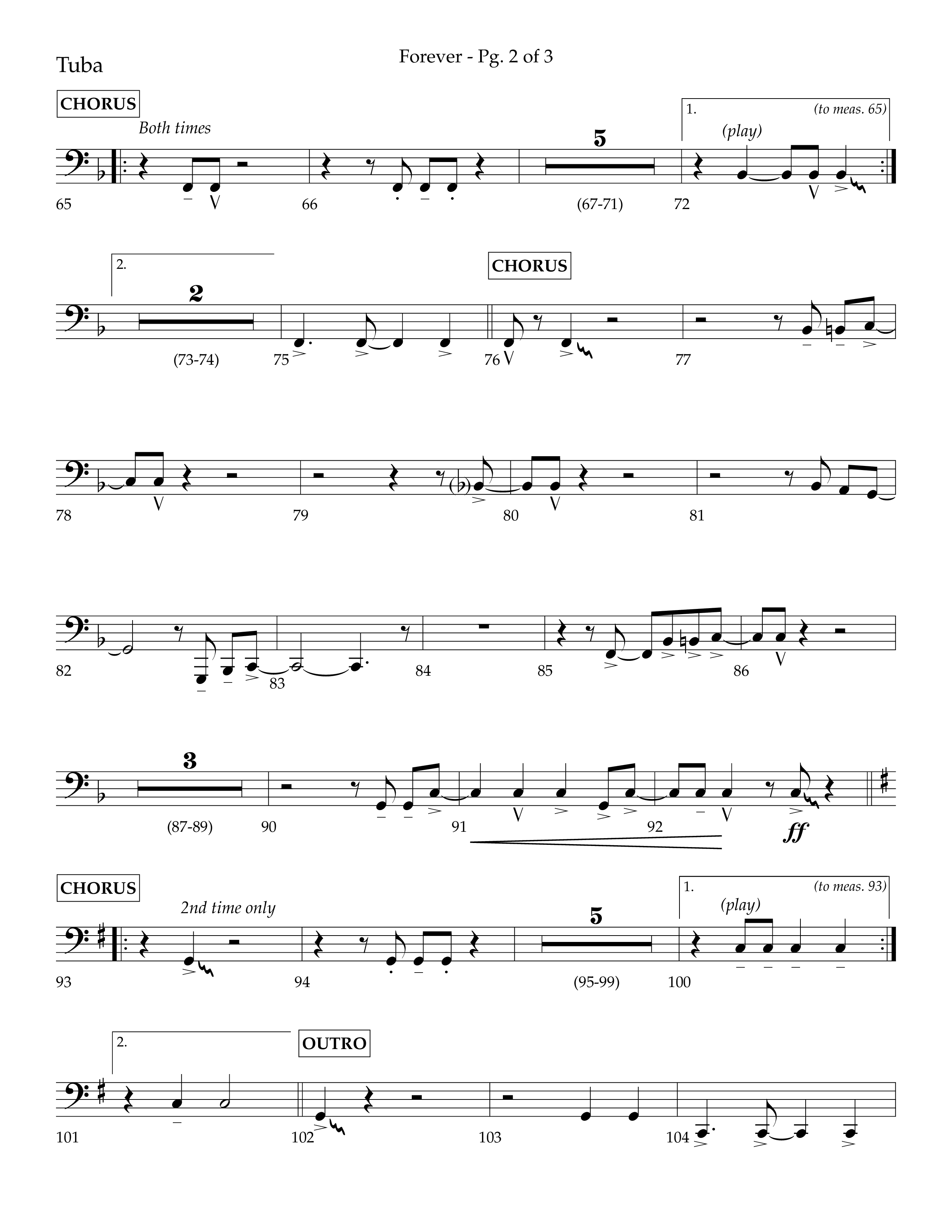 Forever (with Sing Praise) (Choral Anthem SATB) Tuba (Lifeway Choral / Arr. Danny Zaloudik)