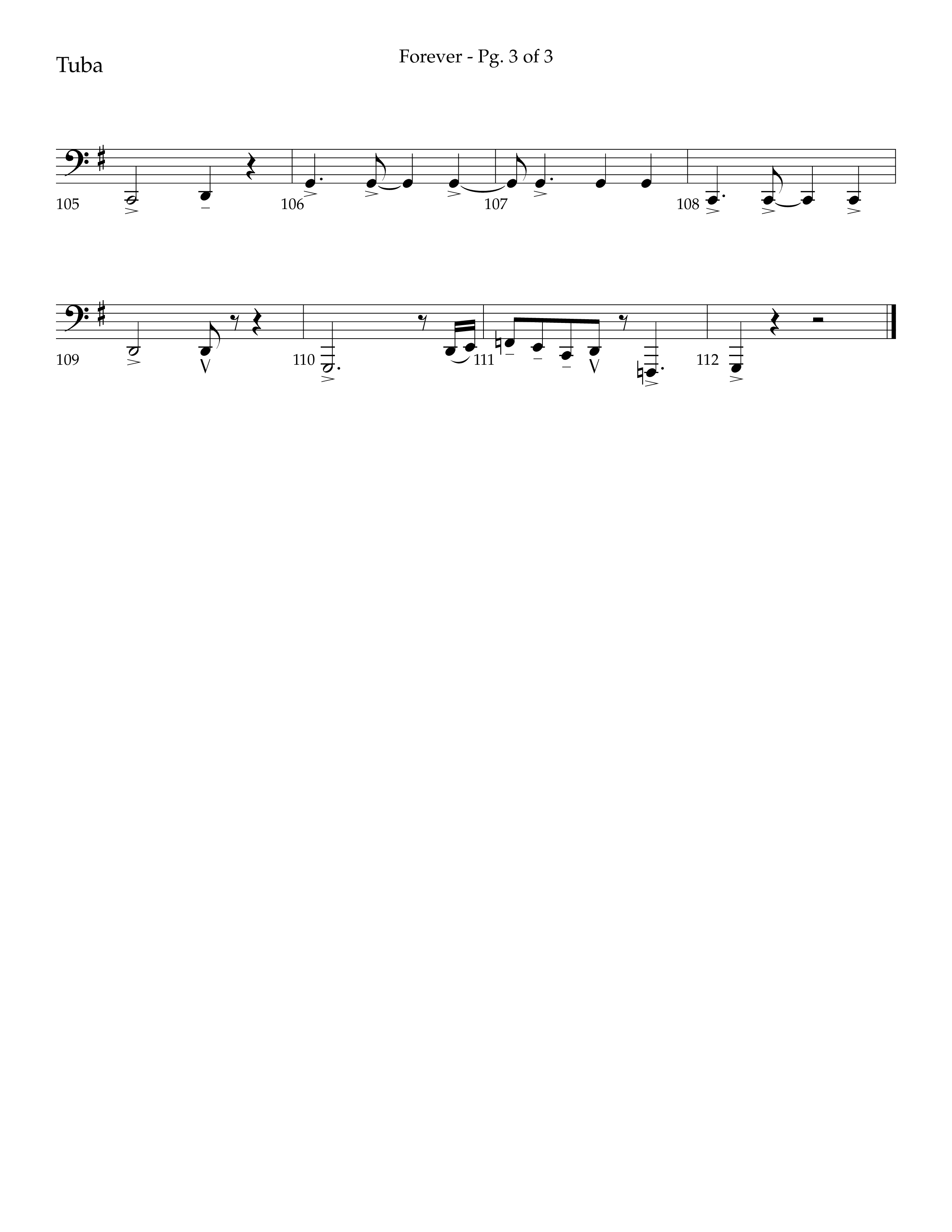 Forever (with Sing Praise) (Choral Anthem SATB) Tuba (Lifeway Choral / Arr. Danny Zaloudik)