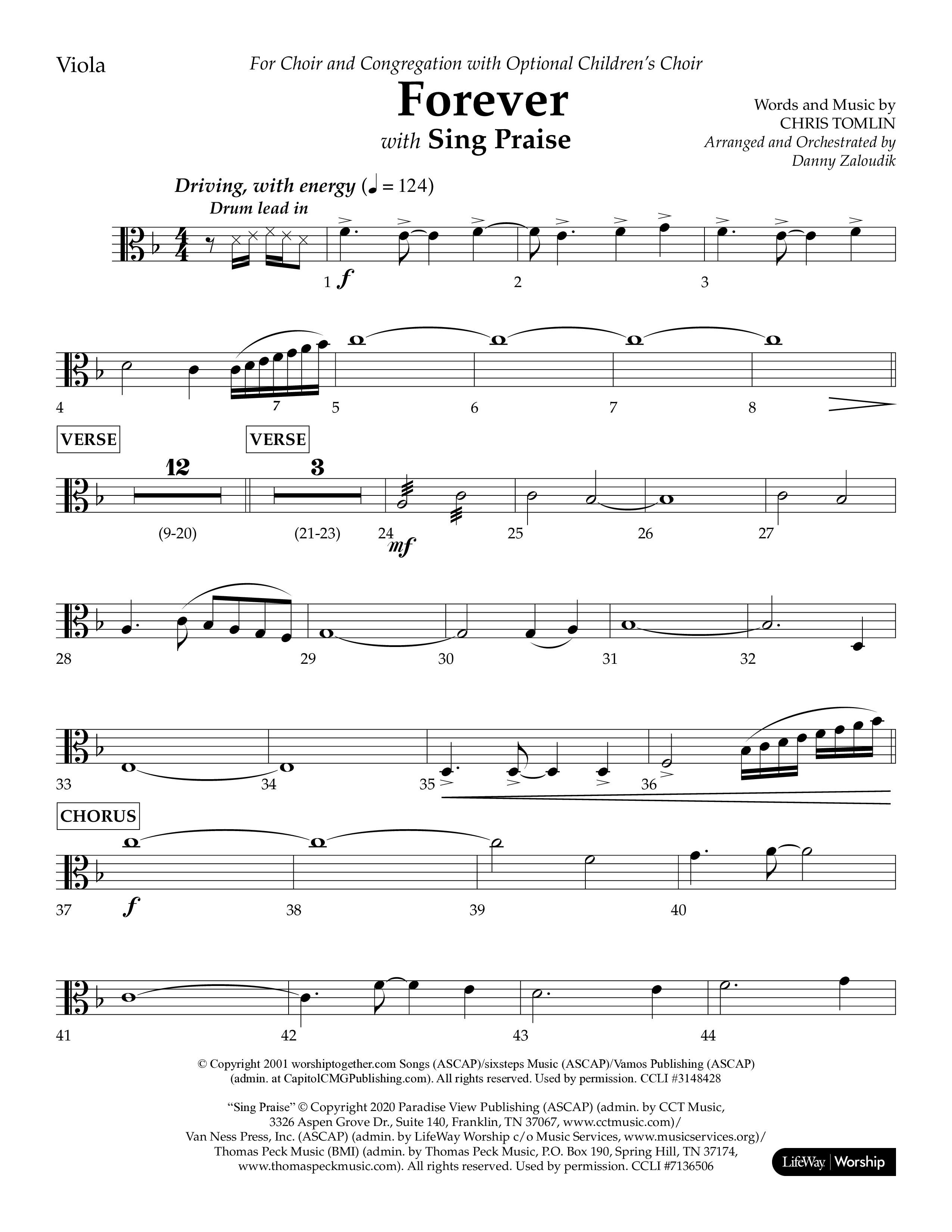 Forever (with Sing Praise) (Choral Anthem SATB) Viola (Lifeway Choral / Arr. Danny Zaloudik)