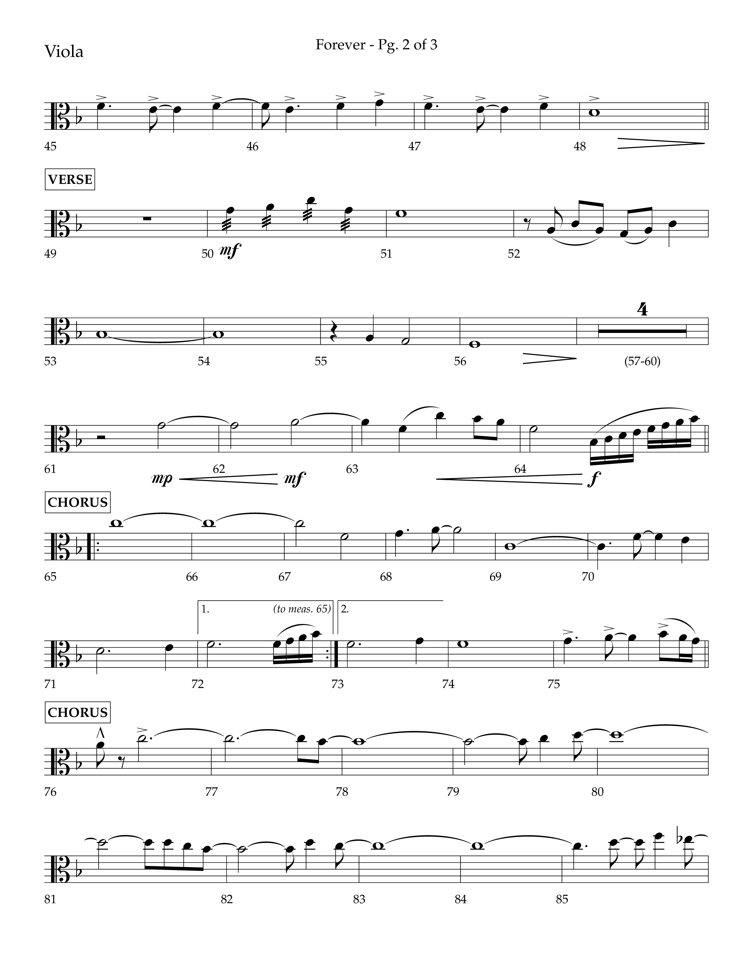 Forever (with Sing Praise) (Choral Anthem SATB) Viola (Lifeway Choral / Arr. Danny Zaloudik)