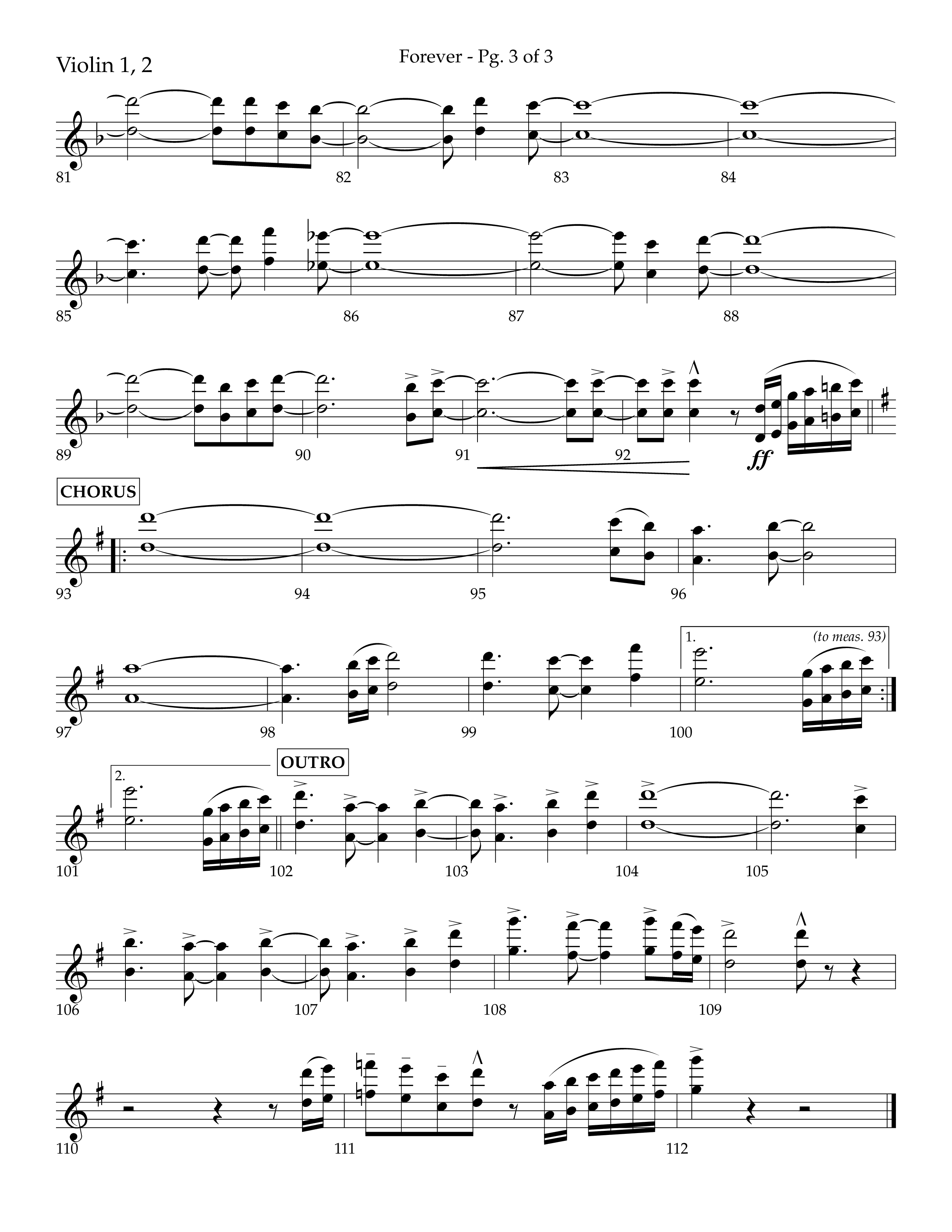 Forever (with Sing Praise) (Choral Anthem SATB) Violin 1/2 (Lifeway Choral / Arr. Danny Zaloudik)