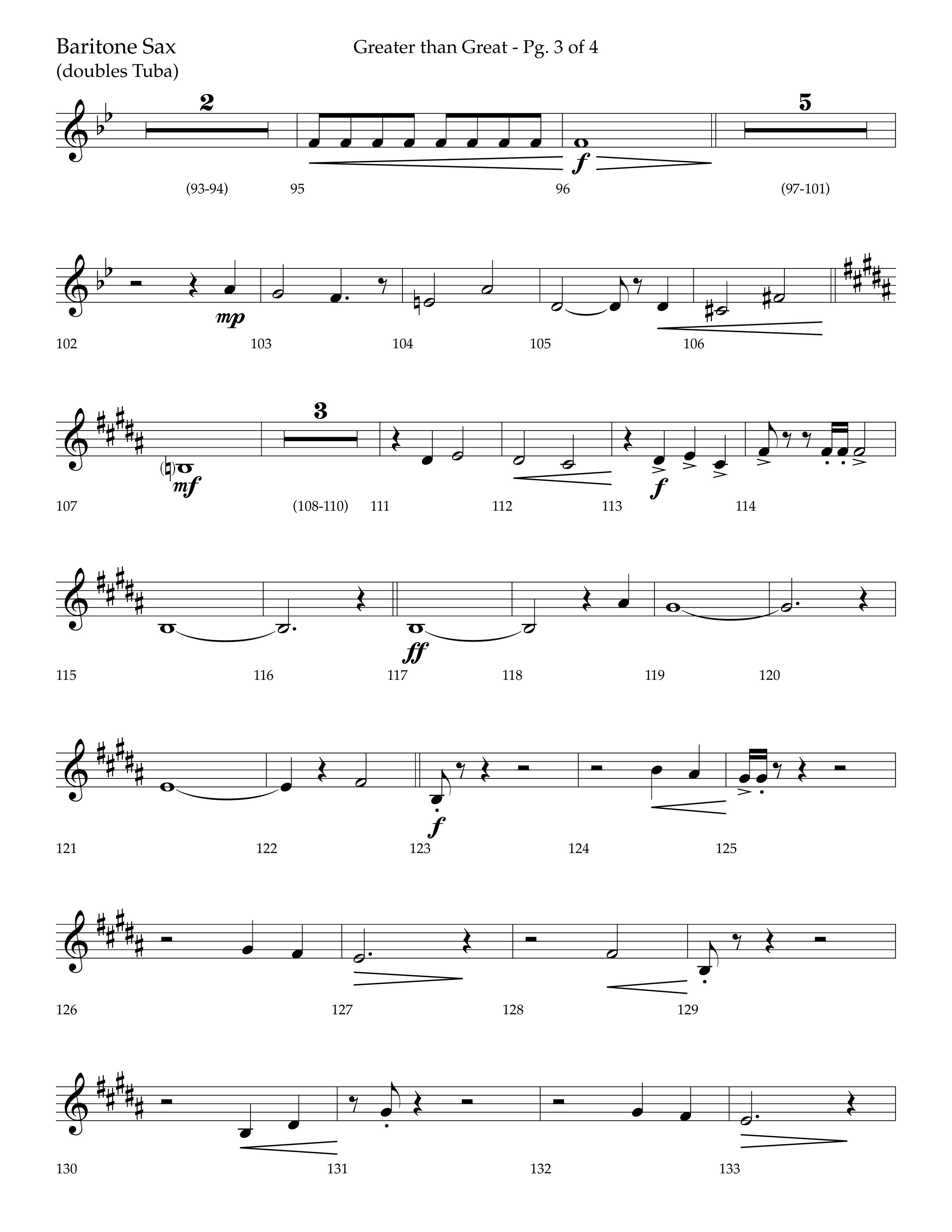 Greater Than Great (with All Hail The Power Of Jesus' Name) (Choral Anthem SATB) Bari Sax (Lifeway Choral / Arr. Bradley Knight)