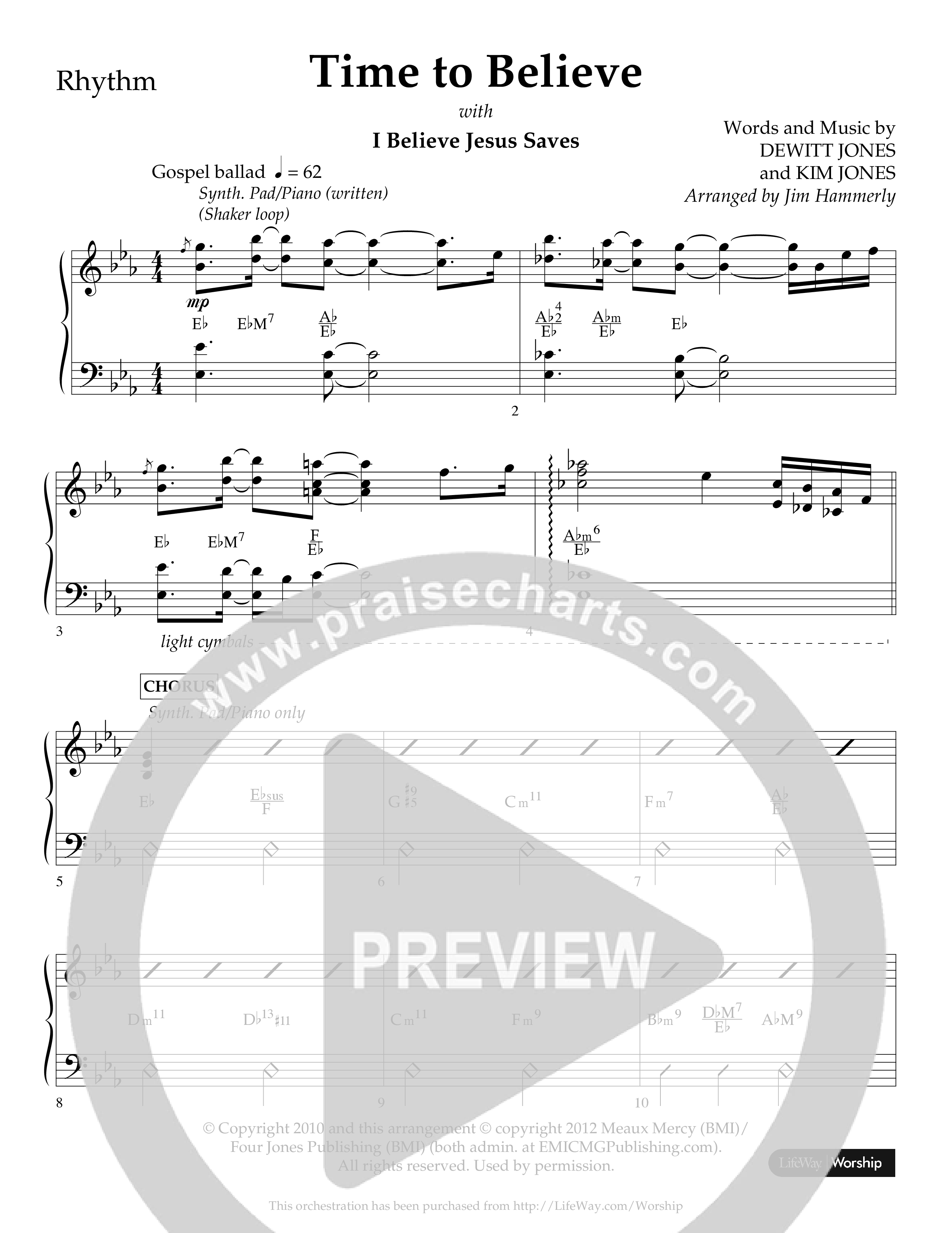 Time To Believe (with I Believe Jesus Saves) (Choral Anthem SATB) Lead Melody & Rhythm (Lifeway Choral / Arr. Jim Hammerly)