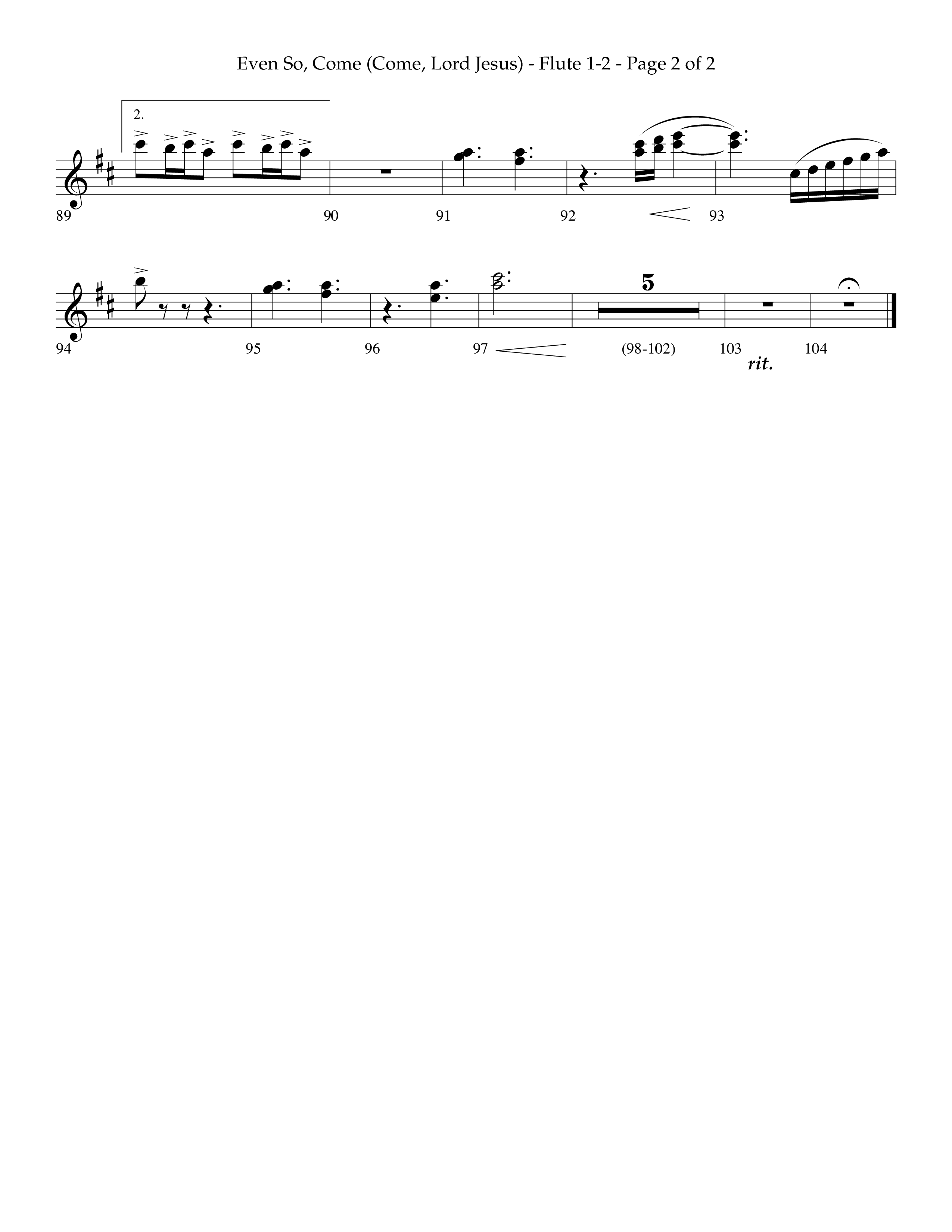 Even So Come (Choral Anthem SATB) Flute 1/2 (Lifeway Choral / Arr. Camp Kirkland)