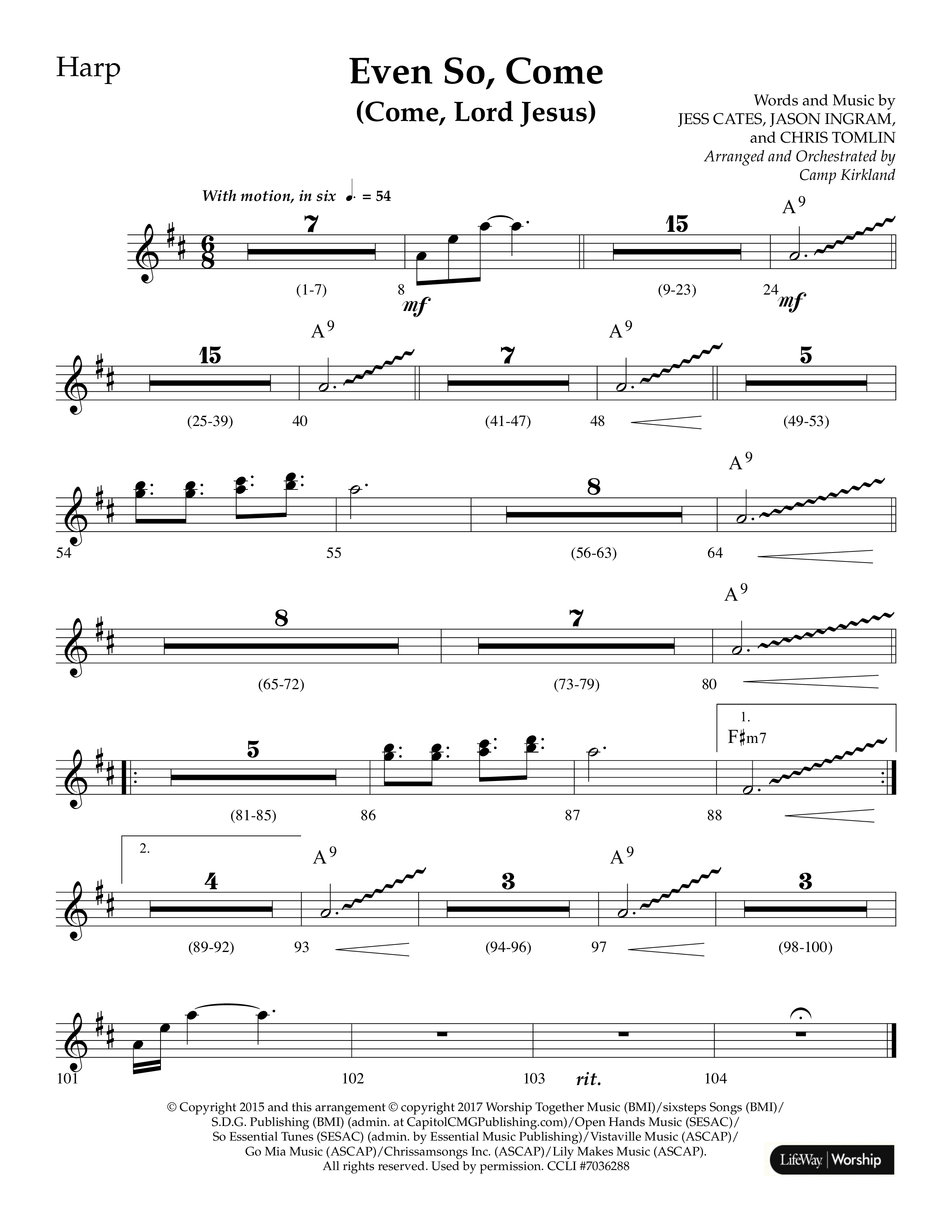 Even So Come (Choral Anthem SATB) Harp (Lifeway Choral / Arr. Camp Kirkland)