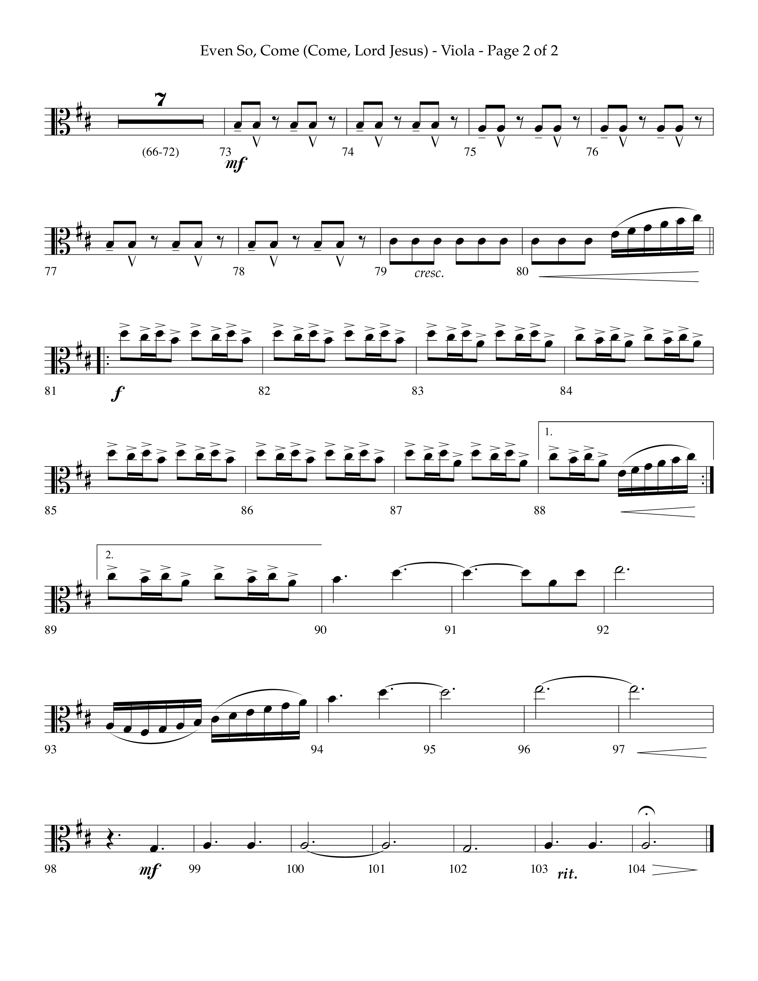 Even So Come (Choral Anthem SATB) Viola (Lifeway Choral / Arr. Camp Kirkland)