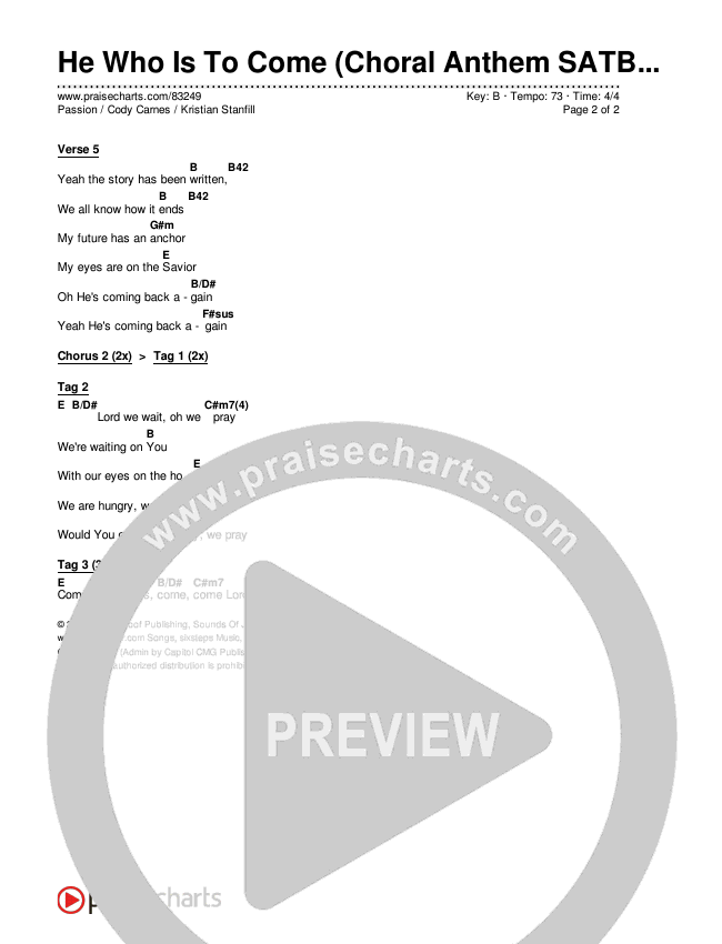 He Who Is To Come (Choral Anthem SATB) Chords & Lyrics (Passion / Cody Carnes / Kristian Stanfill / Arr. Luke Gambill)
