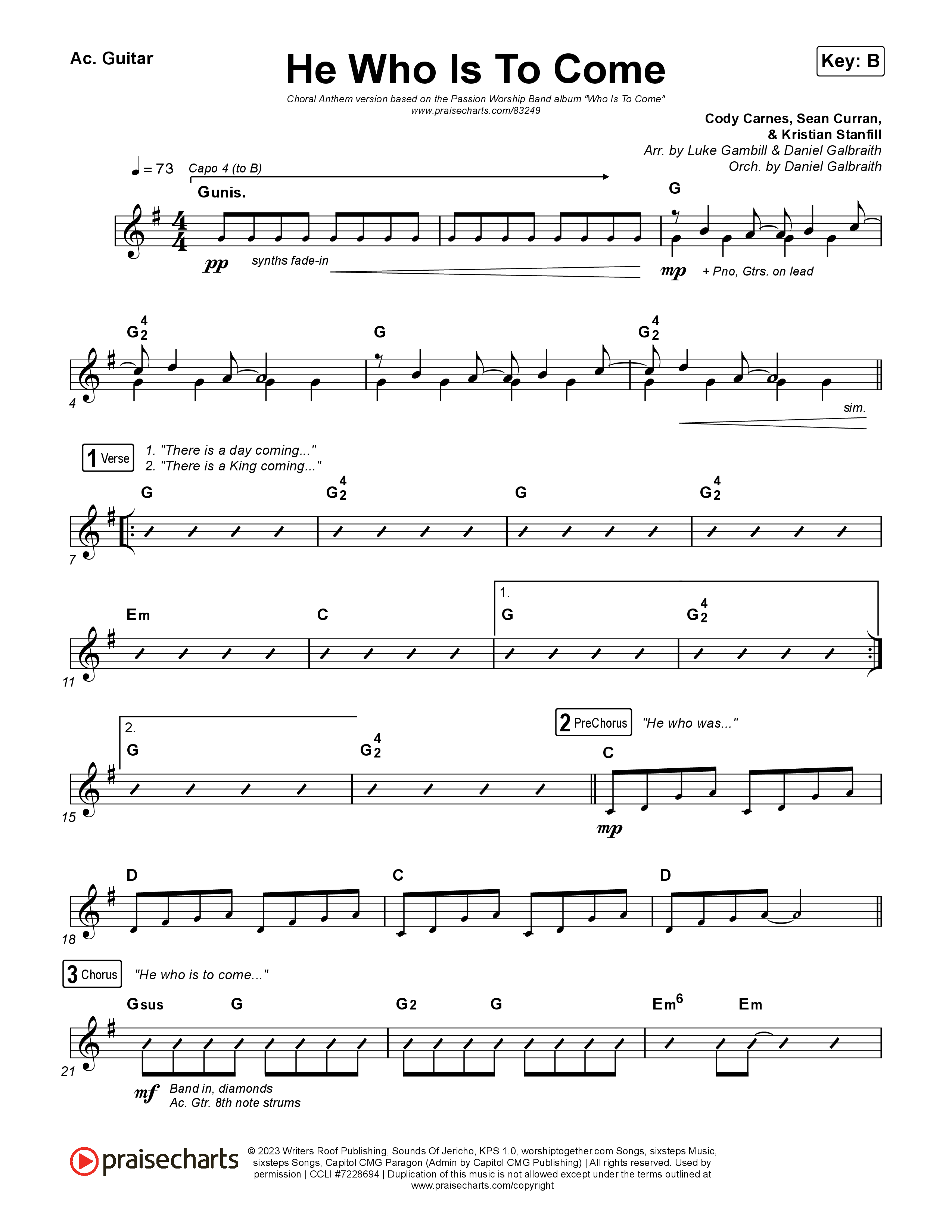 He Who Is To Come (Choral Anthem SATB) Acoustic Guitar (Passion / Cody Carnes / Kristian Stanfill / Arr. Luke Gambill)