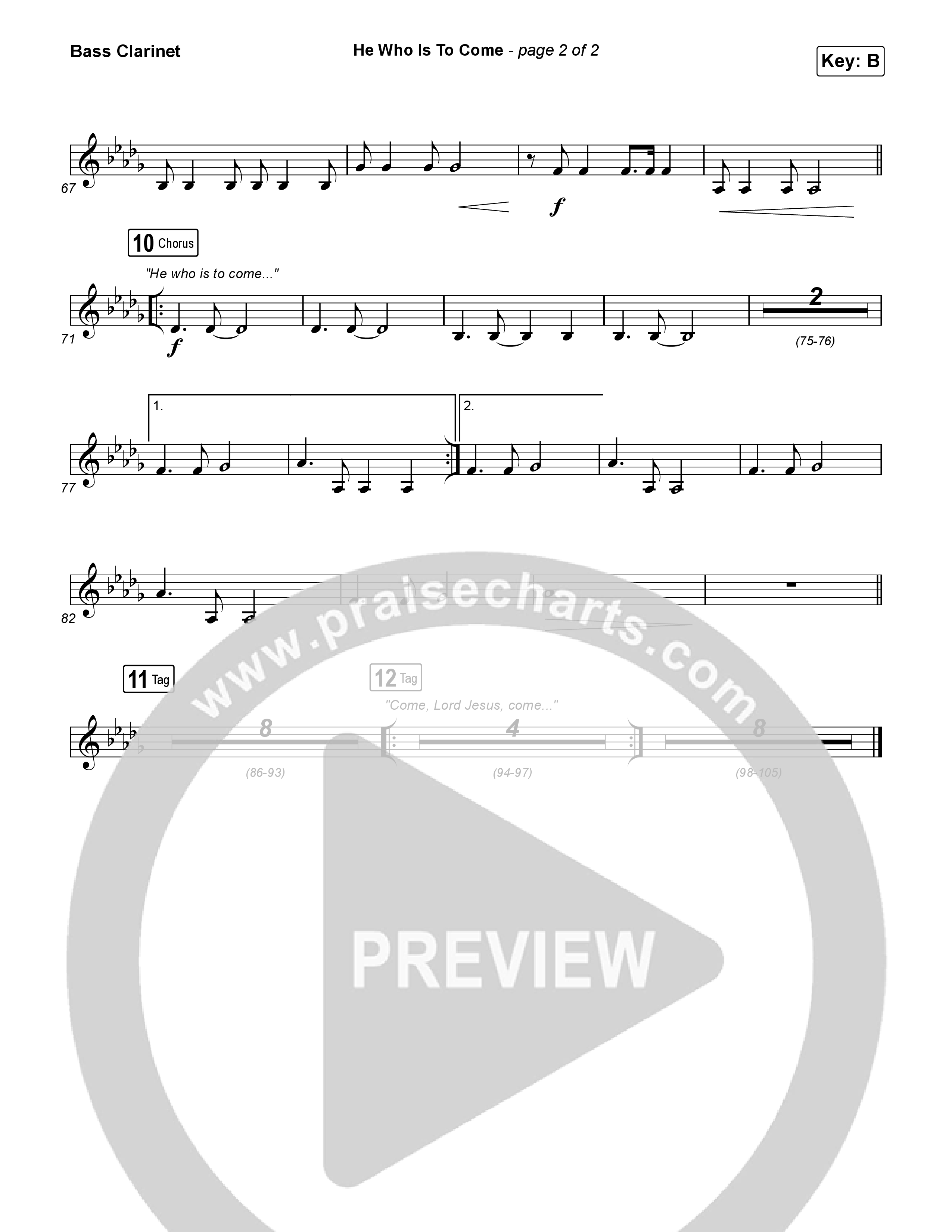 He Who Is To Come (Choral Anthem SATB) Bass Clarinet (Passion / Cody Carnes / Kristian Stanfill / Arr. Luke Gambill)