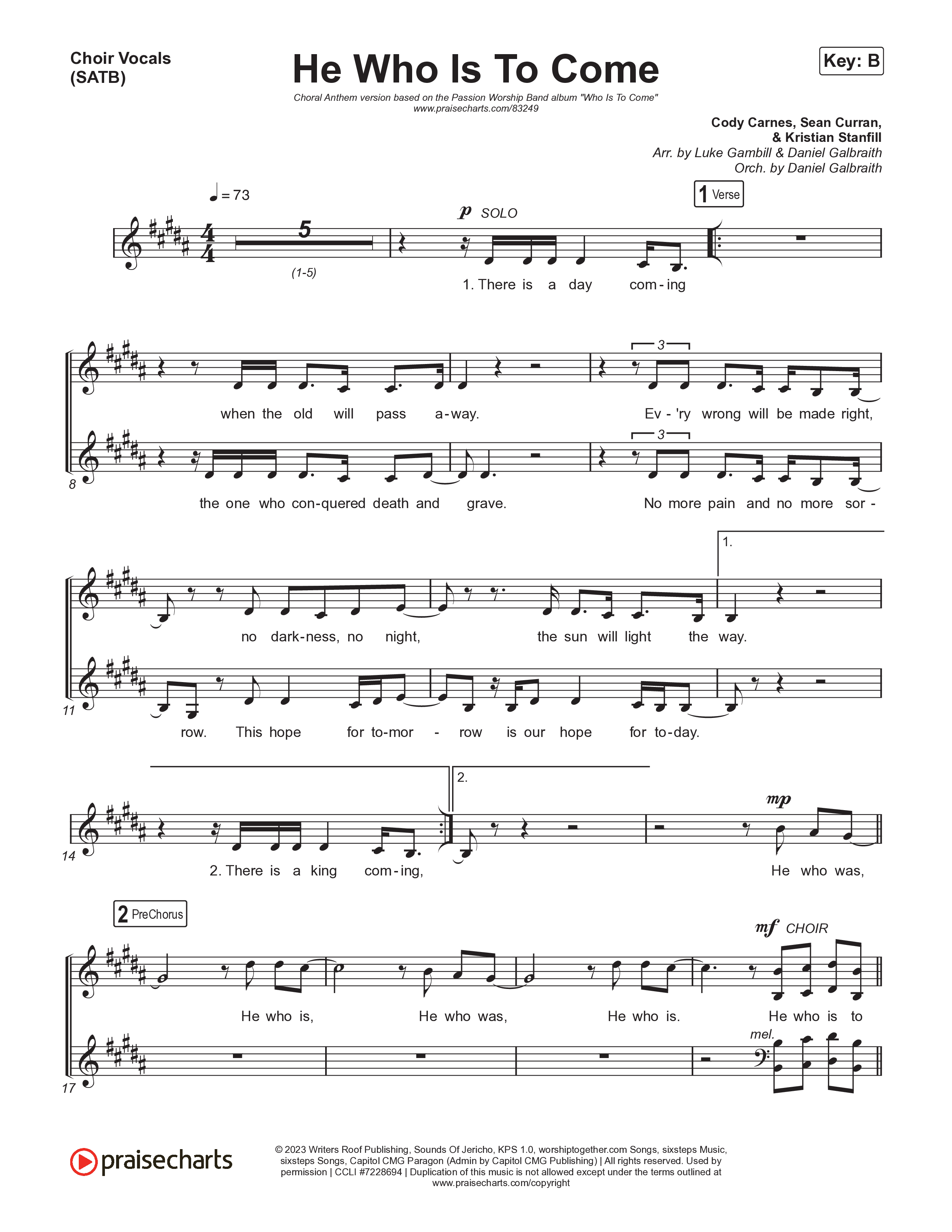 He Who Is To Come (Choral Anthem SATB) Choir Sheet (SATB) (Passion / Cody Carnes / Kristian Stanfill / Arr. Luke Gambill)