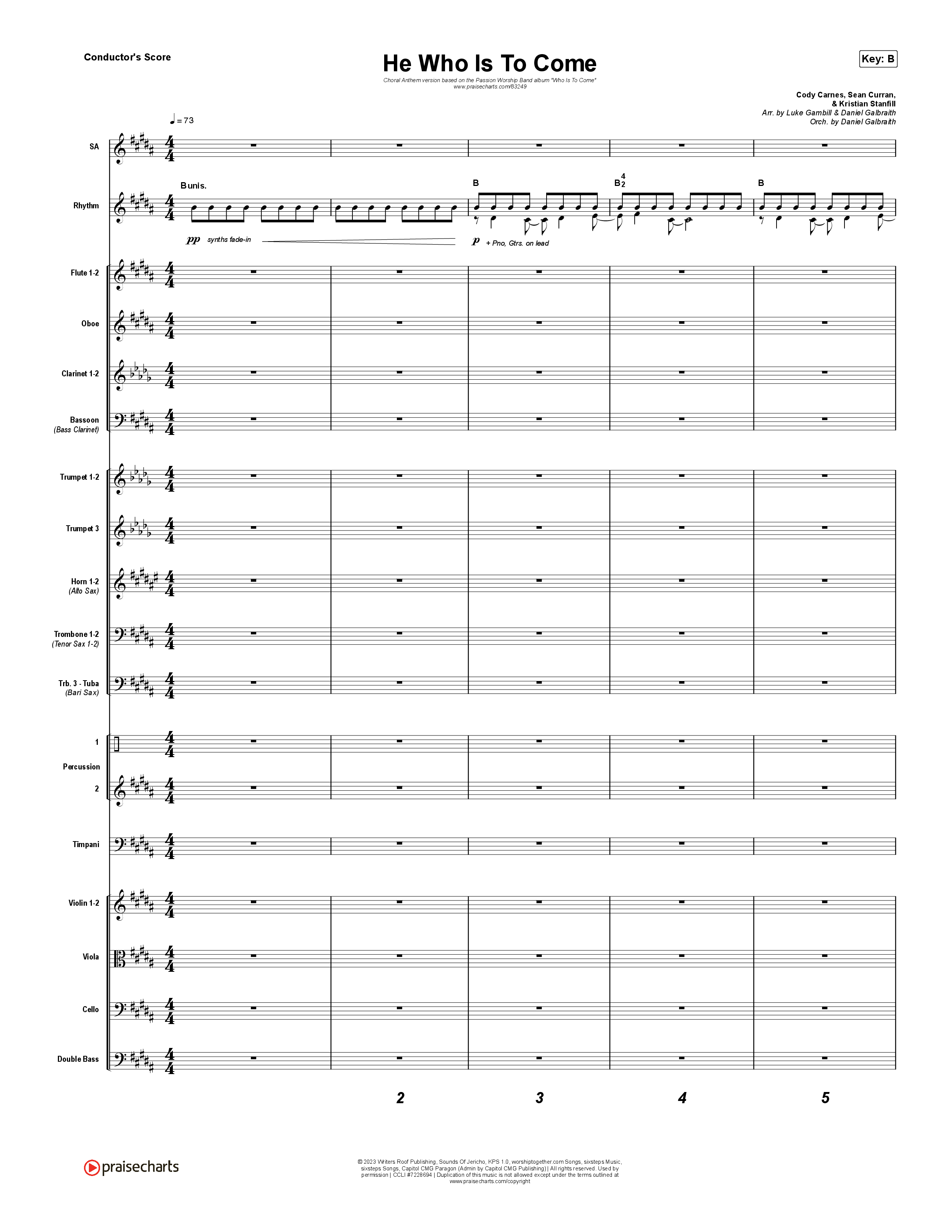 He Who Is To Come (Choral Anthem SATB) Conductor's Score (Passion / Cody Carnes / Kristian Stanfill / Arr. Luke Gambill)