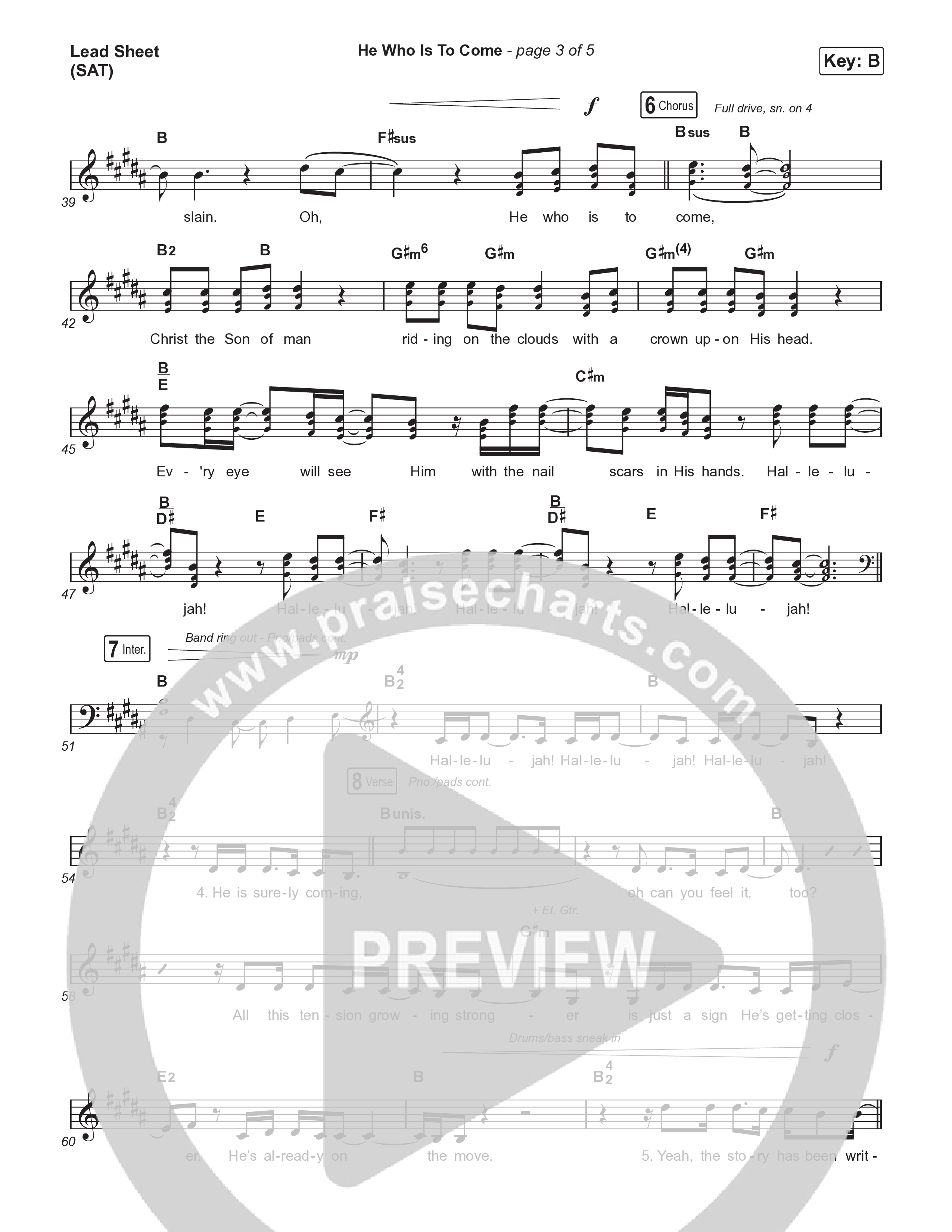 He Who Is To Come (Choral Anthem SATB) Lead Sheet (SAT) (Passion / Cody Carnes / Kristian Stanfill / Arr. Luke Gambill)