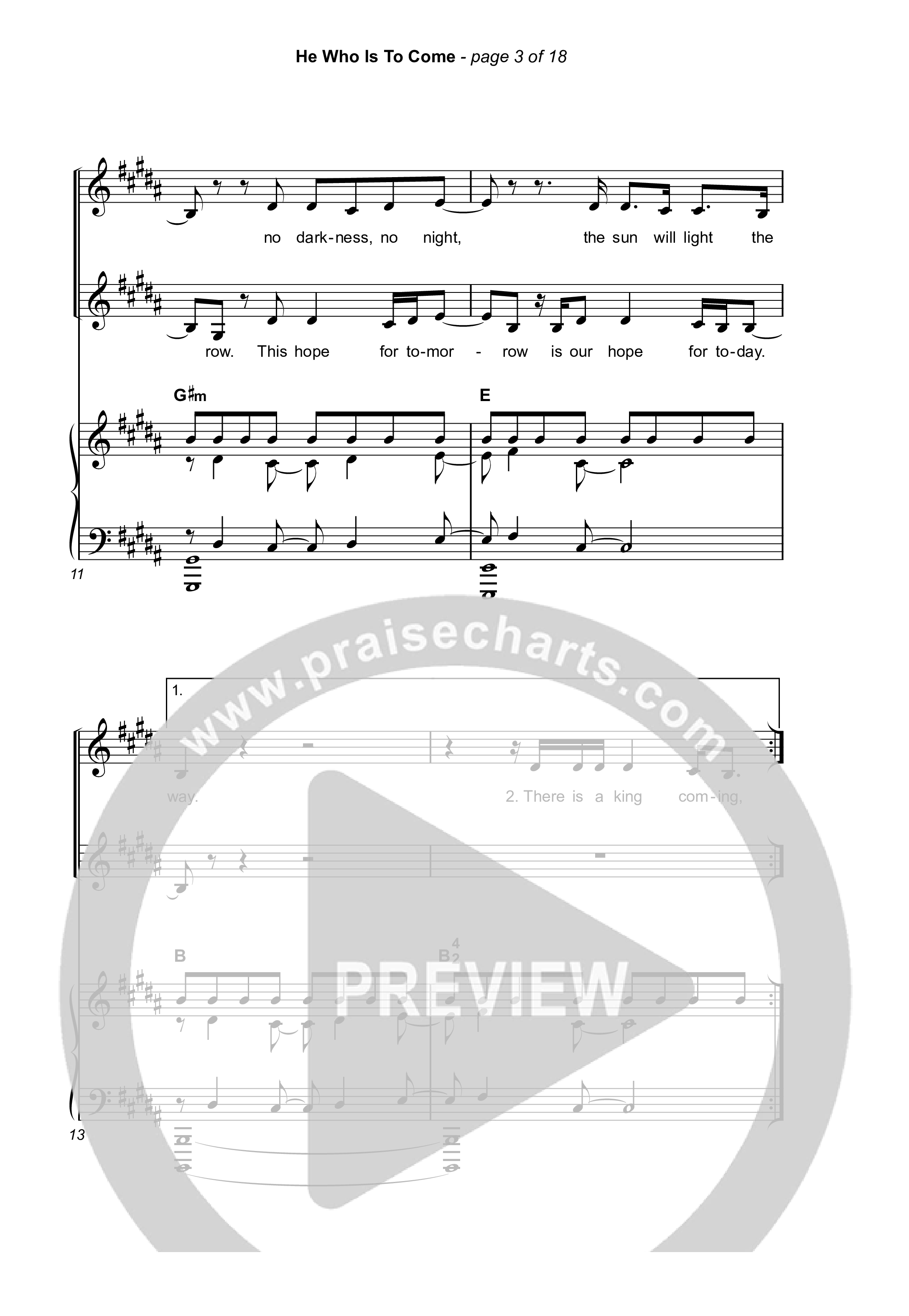 He Who Is To Come (Choral Anthem SATB) Octavo (SATB & Pno) (Passion / Cody Carnes / Kristian Stanfill / Arr. Luke Gambill)