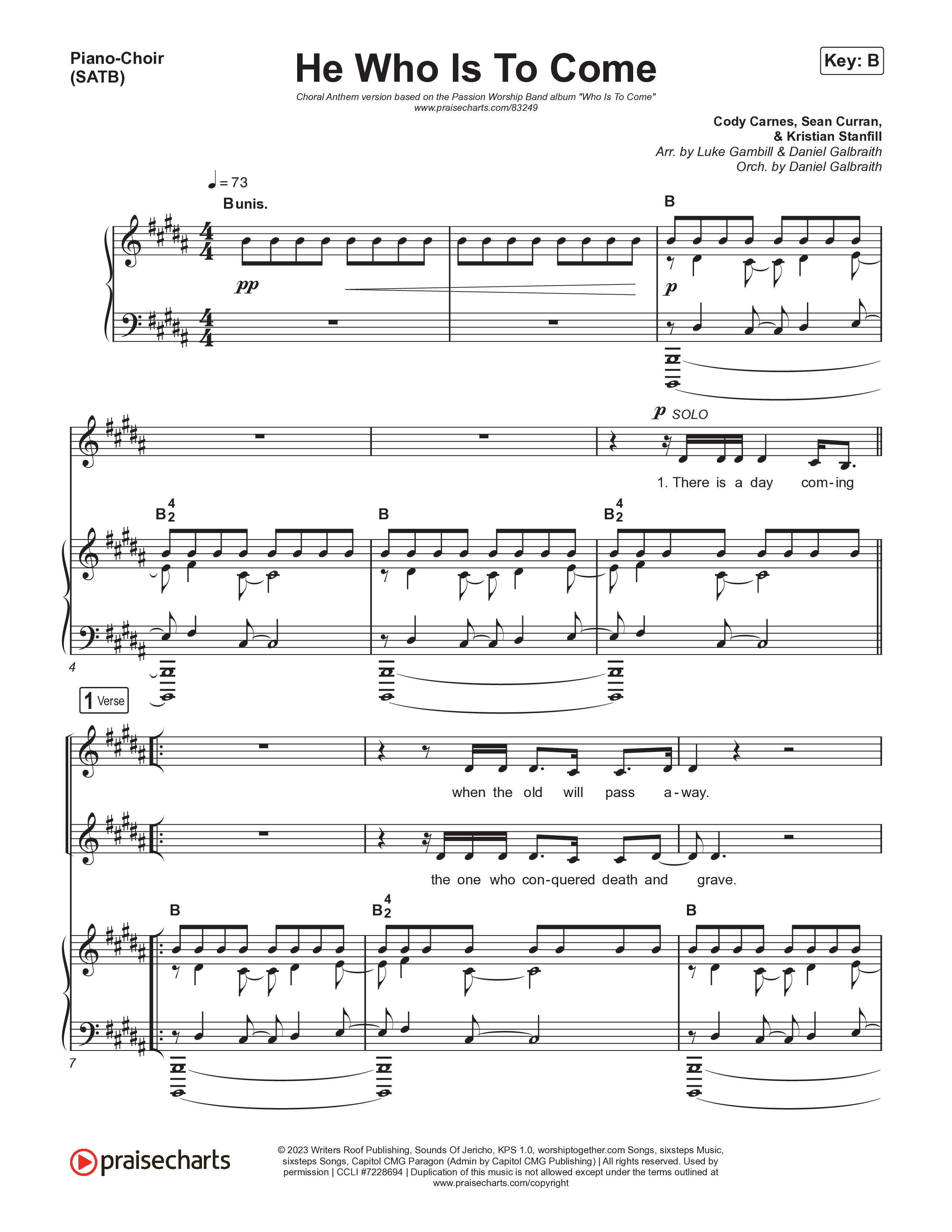 He Who Is To Come (Choral Anthem SATB) Piano/Vocal (SATB) (Passion / Cody Carnes / Kristian Stanfill / Arr. Luke Gambill)