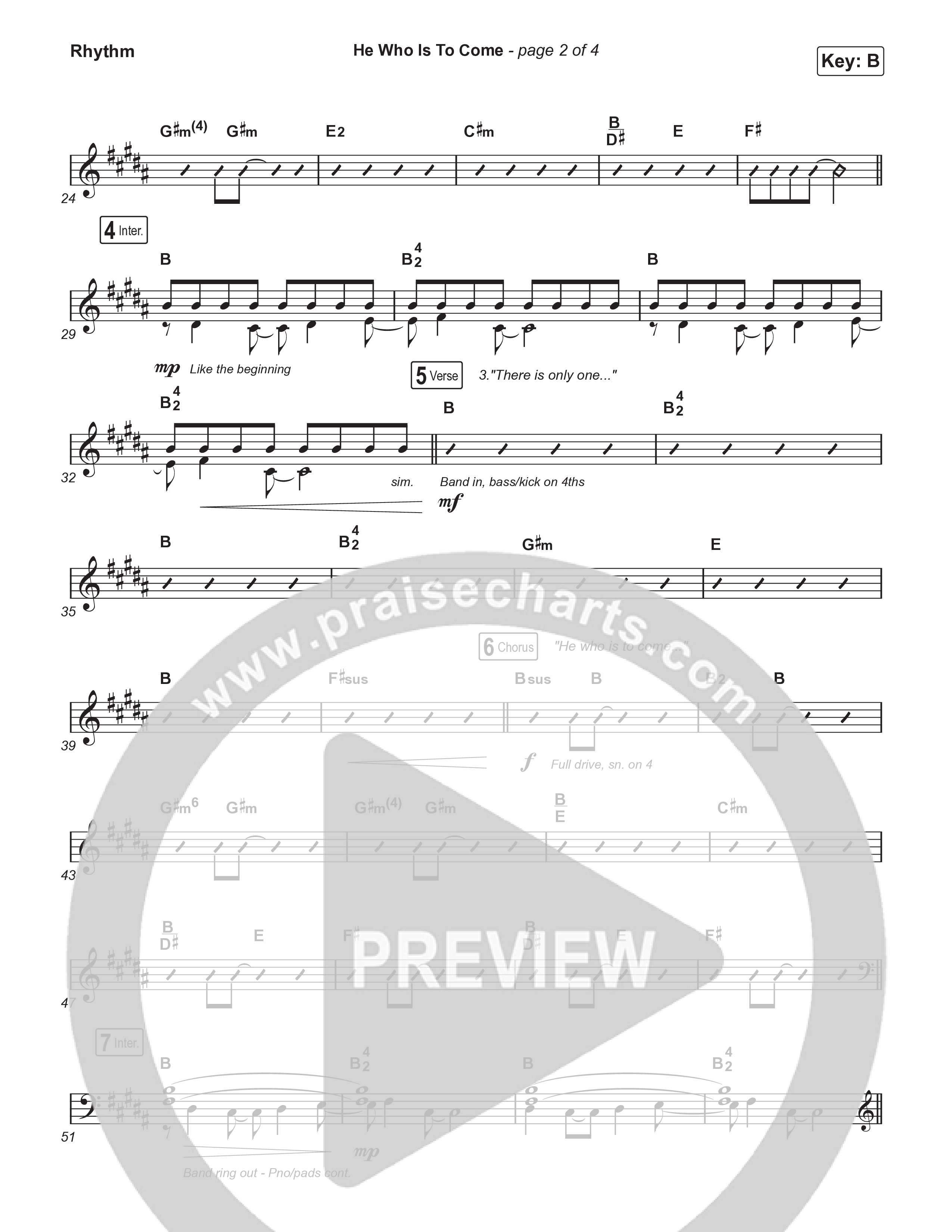 He Who Is To Come (Choral Anthem SATB) Rhythm Chart (Passion / Cody Carnes / Kristian Stanfill / Arr. Luke Gambill)