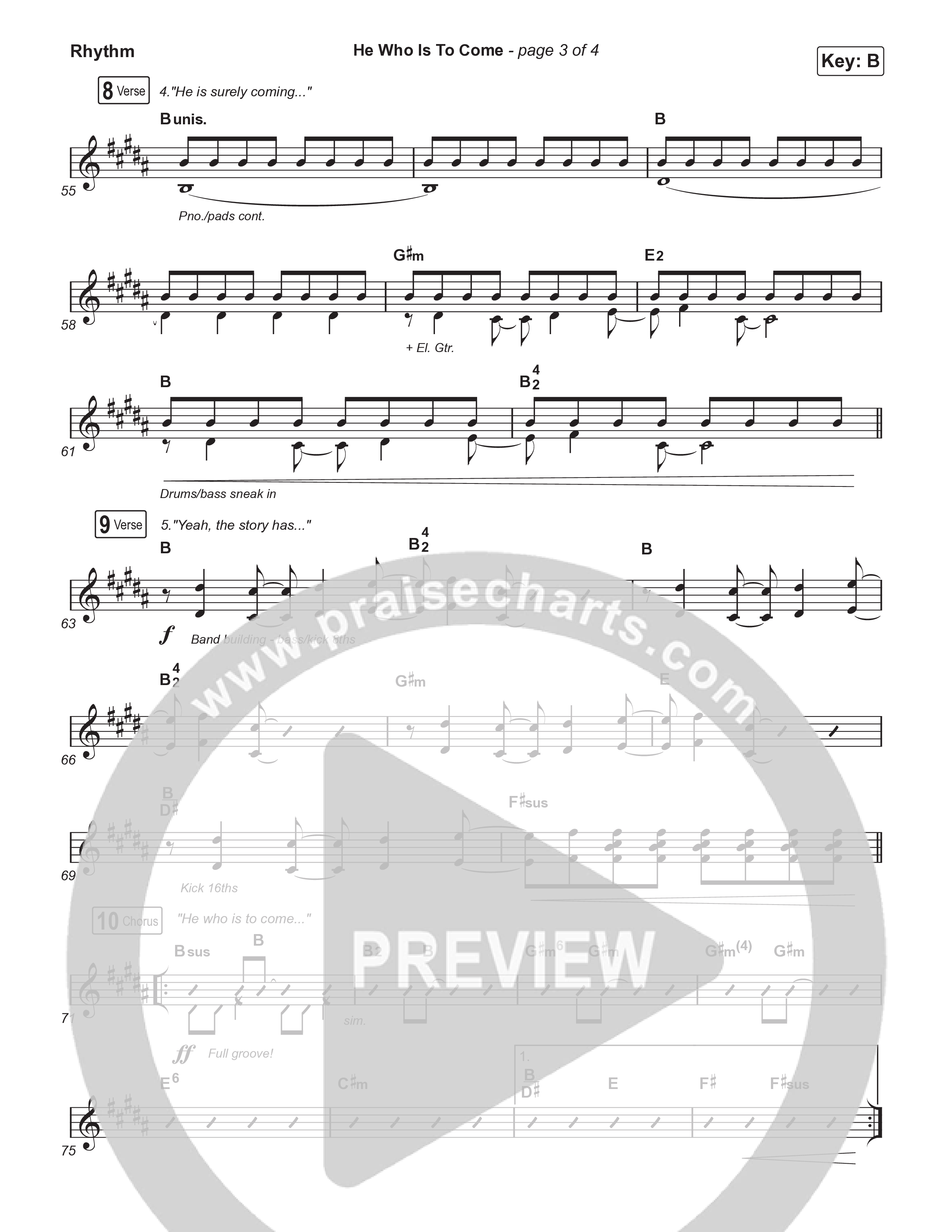 He Who Is To Come (Choral Anthem SATB) Rhythm Chart (Passion / Cody Carnes / Kristian Stanfill / Arr. Luke Gambill)