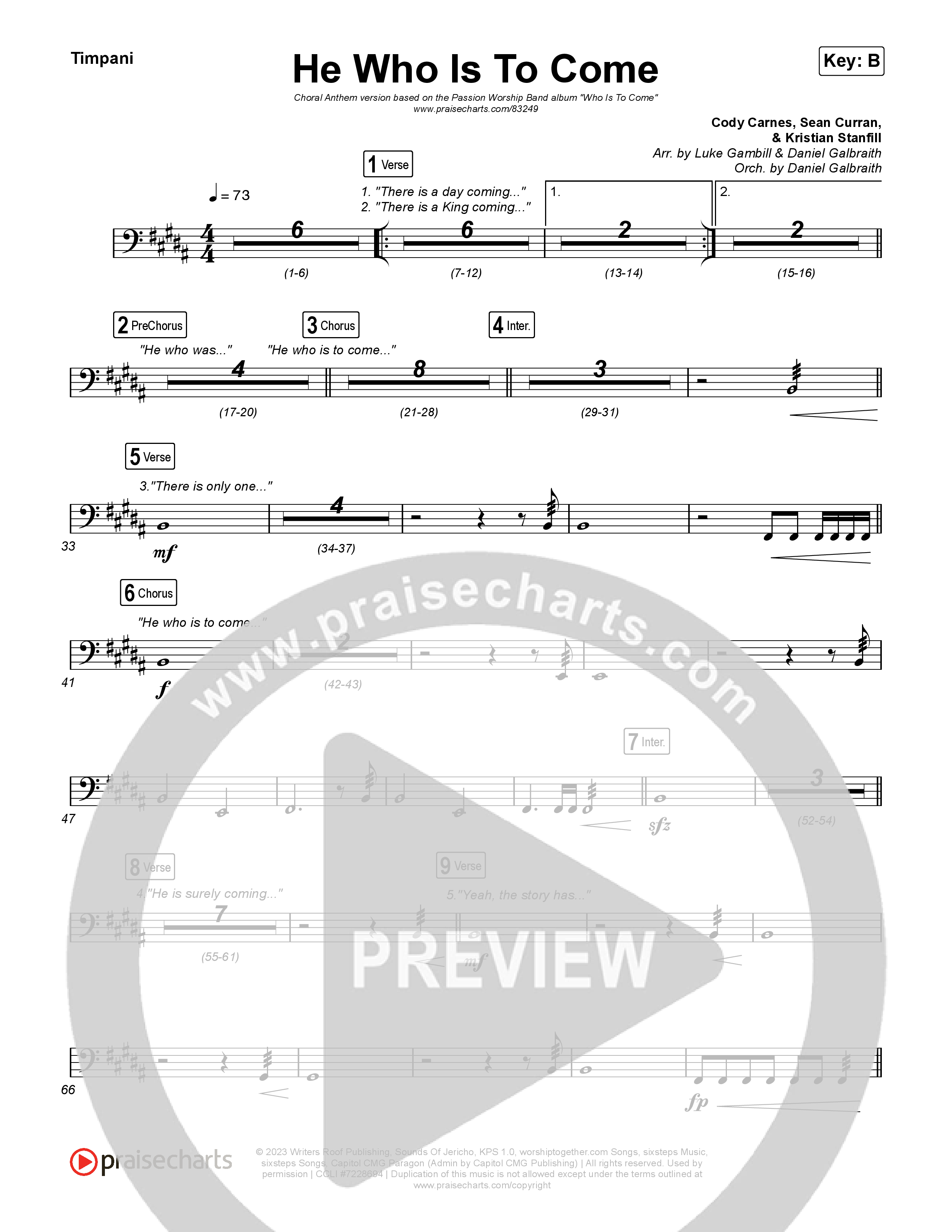 He Who Is To Come (Choral Anthem SATB) Timpani (Passion / Cody Carnes / Kristian Stanfill / Arr. Luke Gambill)
