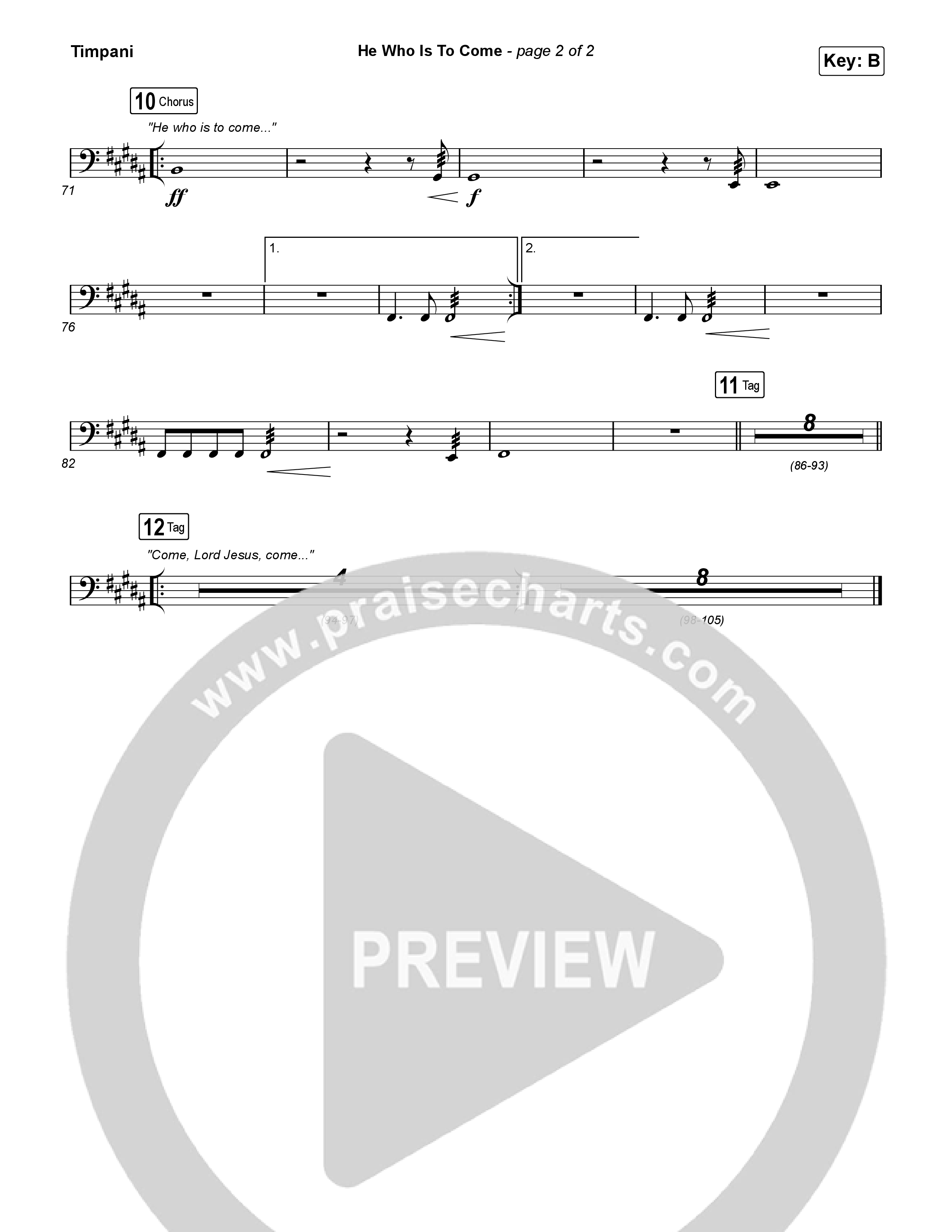 He Who Is To Come (Choral Anthem SATB) Timpani (Passion / Cody Carnes / Kristian Stanfill / Arr. Luke Gambill)