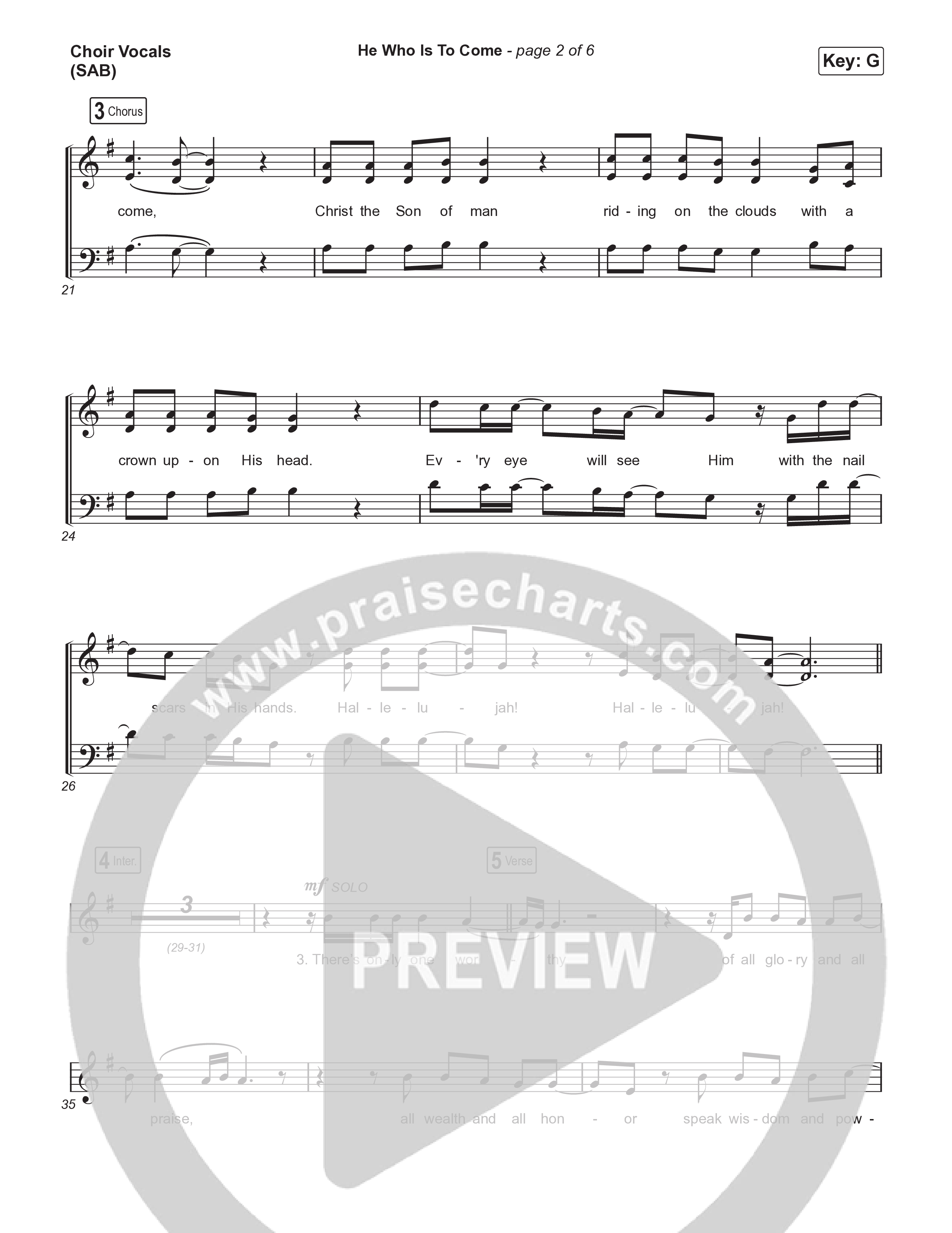 He Who Is To Come (Worship Choir/SAB) Choir Sheet (SAB) (Passion / Cody Carnes / Kristian Stanfill / Arr. Luke Gambill)