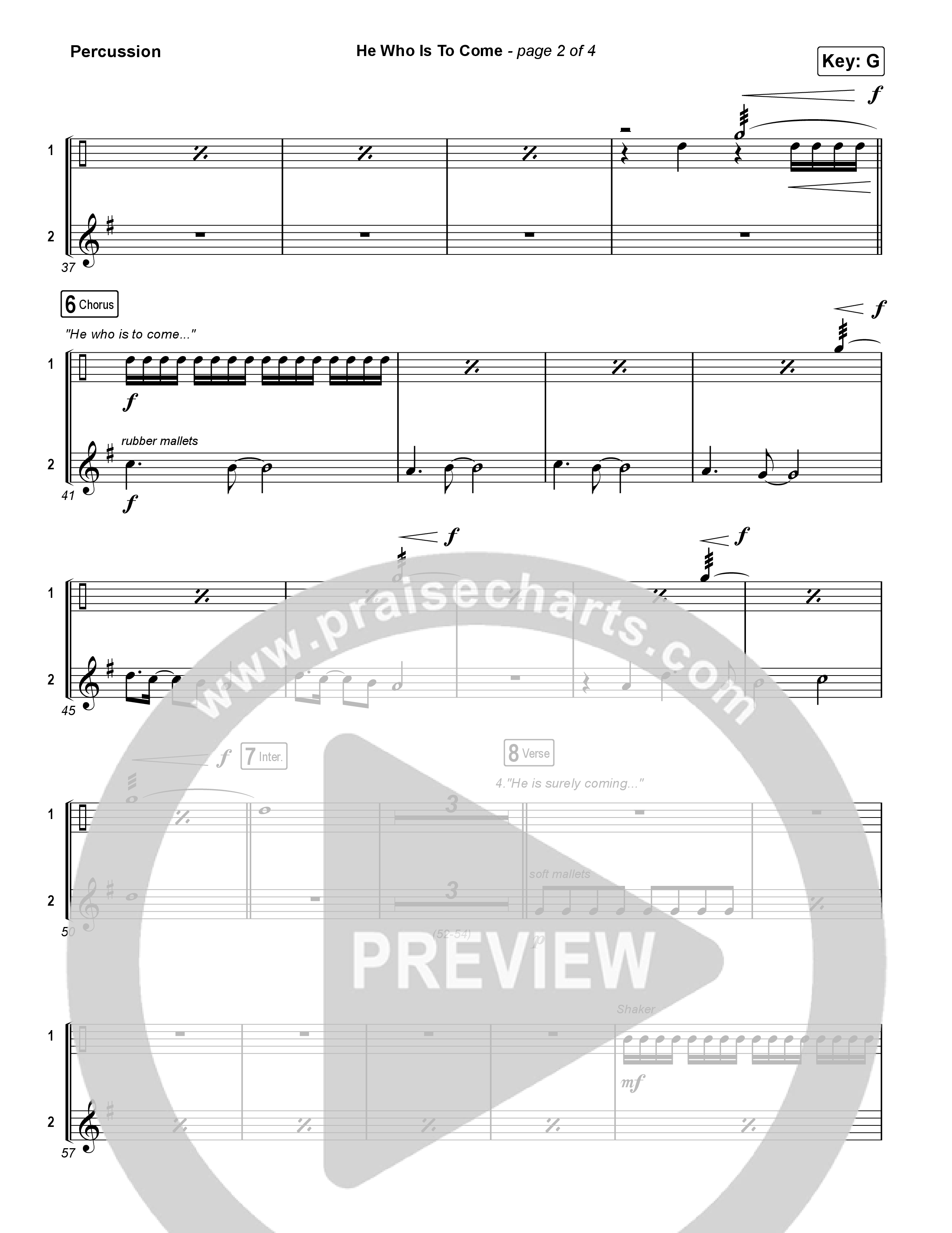 He Who Is To Come (Worship Choir/SAB) Percussion (Passion / Cody Carnes / Kristian Stanfill / Arr. Luke Gambill)