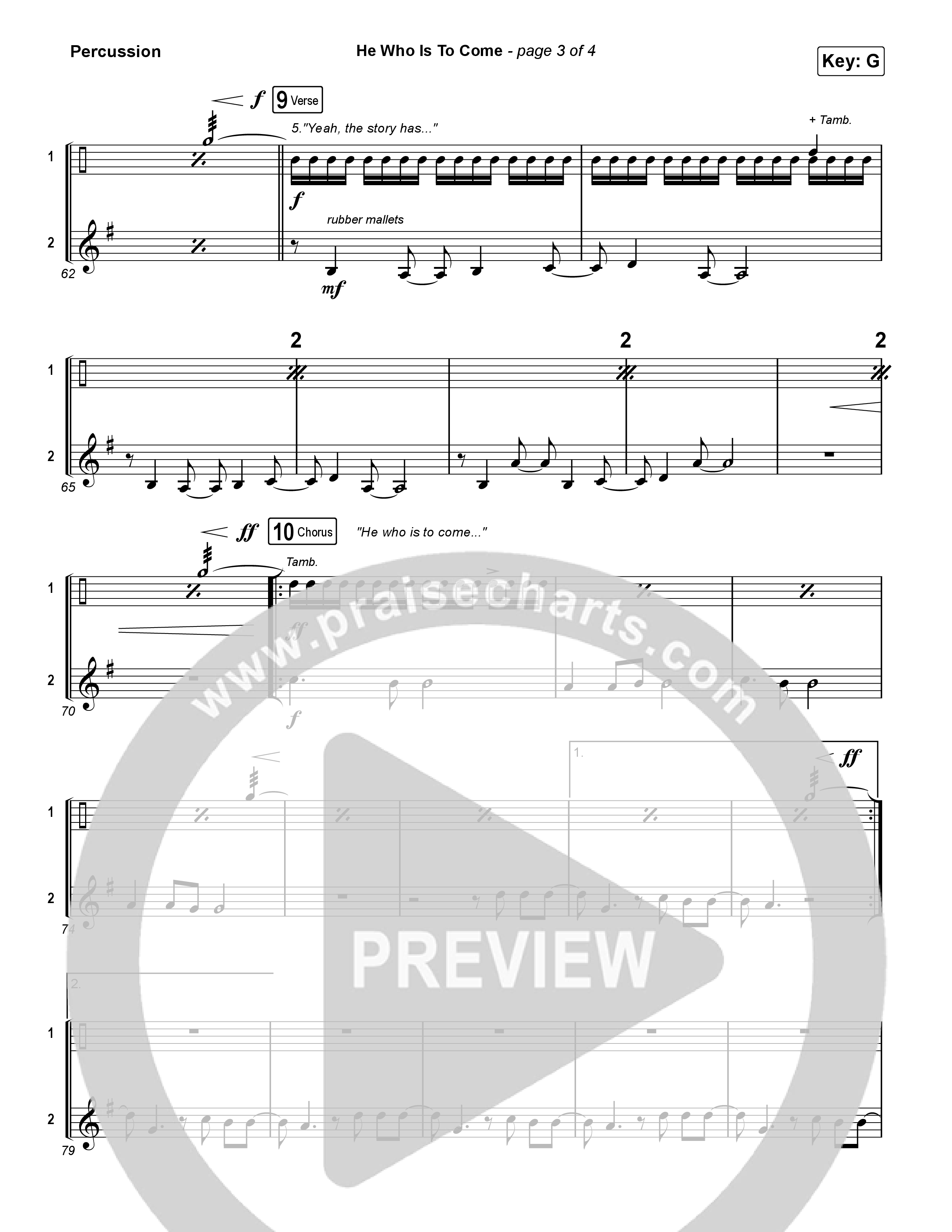 He Who Is To Come (Worship Choir/SAB) Percussion (Passion / Cody Carnes / Kristian Stanfill / Arr. Luke Gambill)