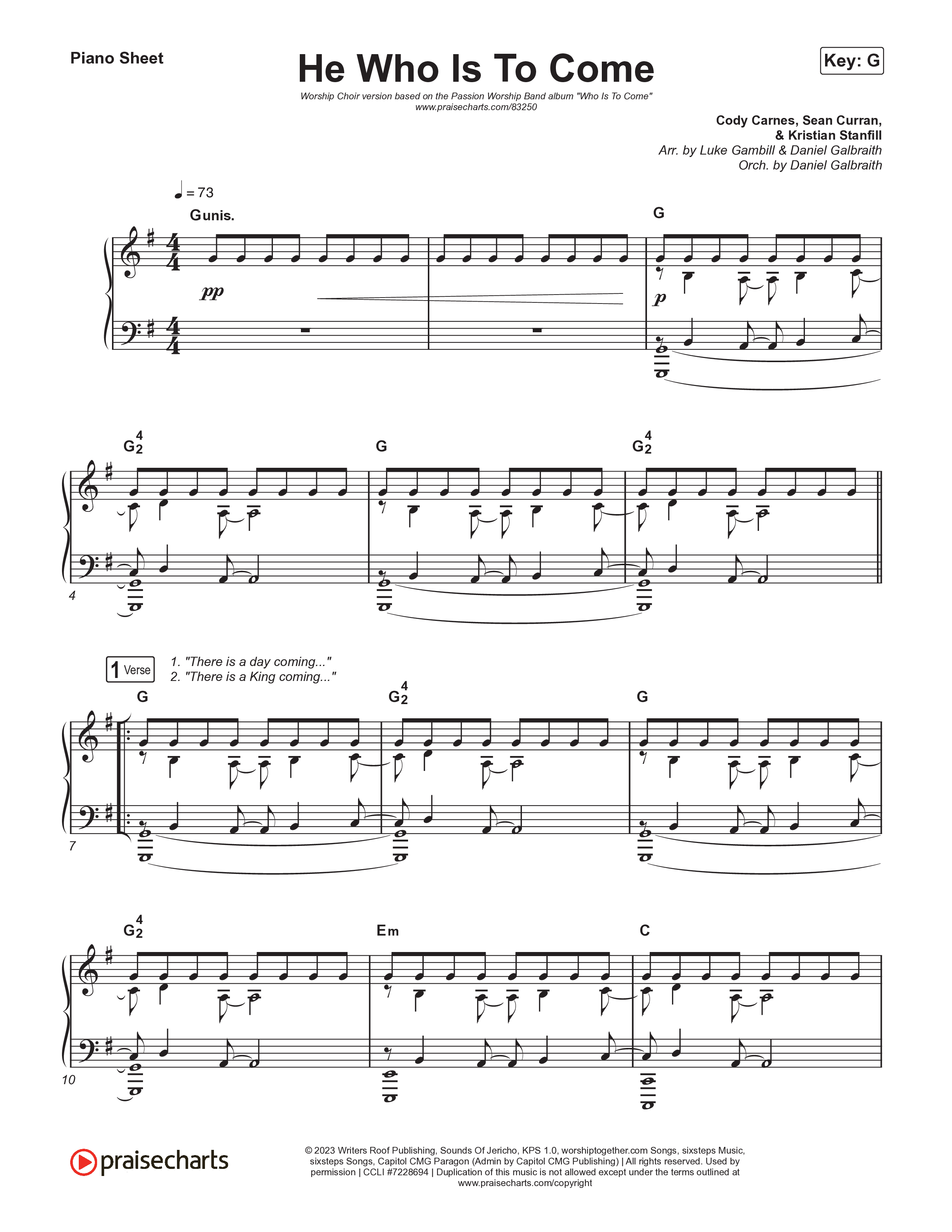 He Who Is To Come (Worship Choir/SAB) Piano Sheet (Passion / Cody Carnes / Kristian Stanfill / Arr. Luke Gambill)