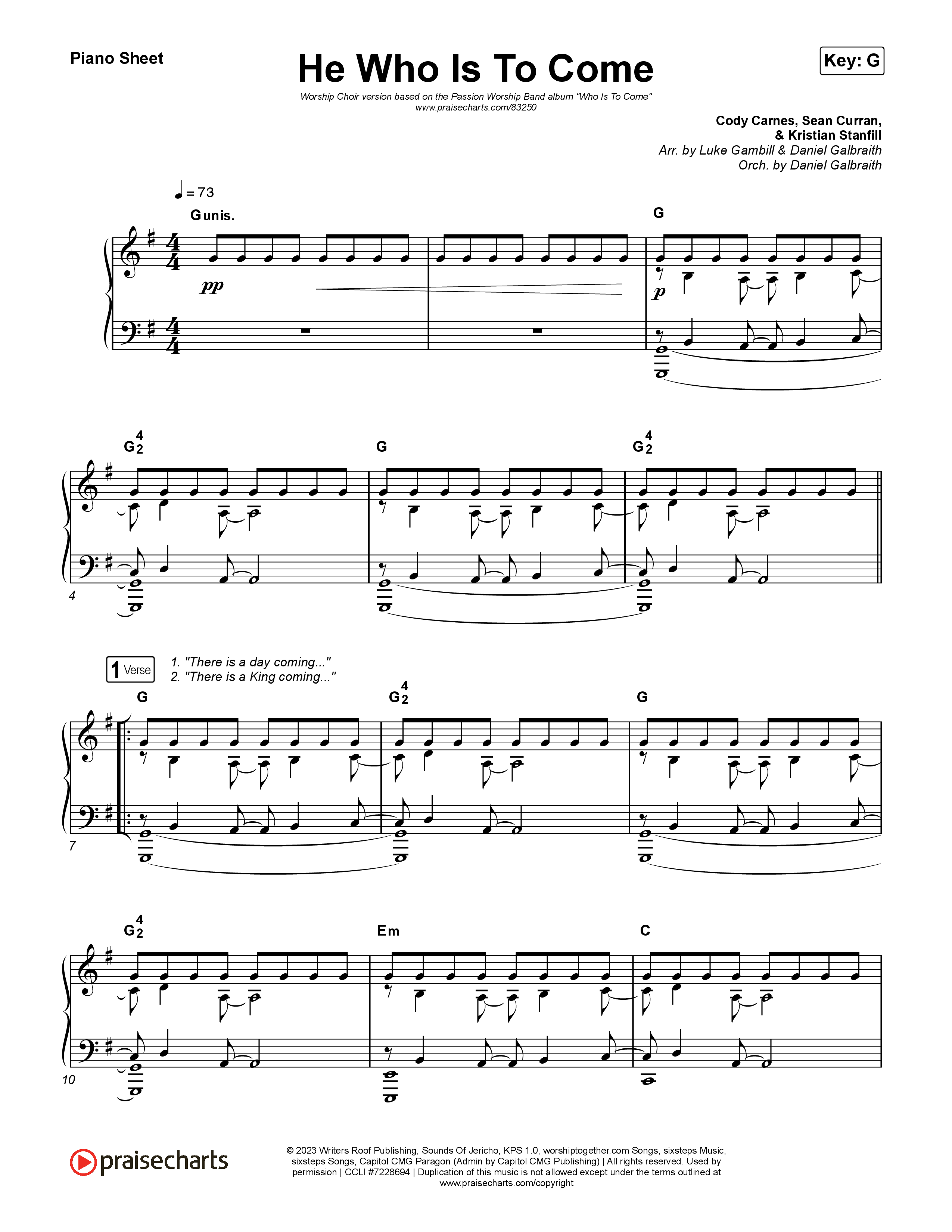 He Who Is To Come (Worship Choir/SAB) Piano Sheet (Passion / Cody Carnes / Kristian Stanfill / Arr. Luke Gambill)