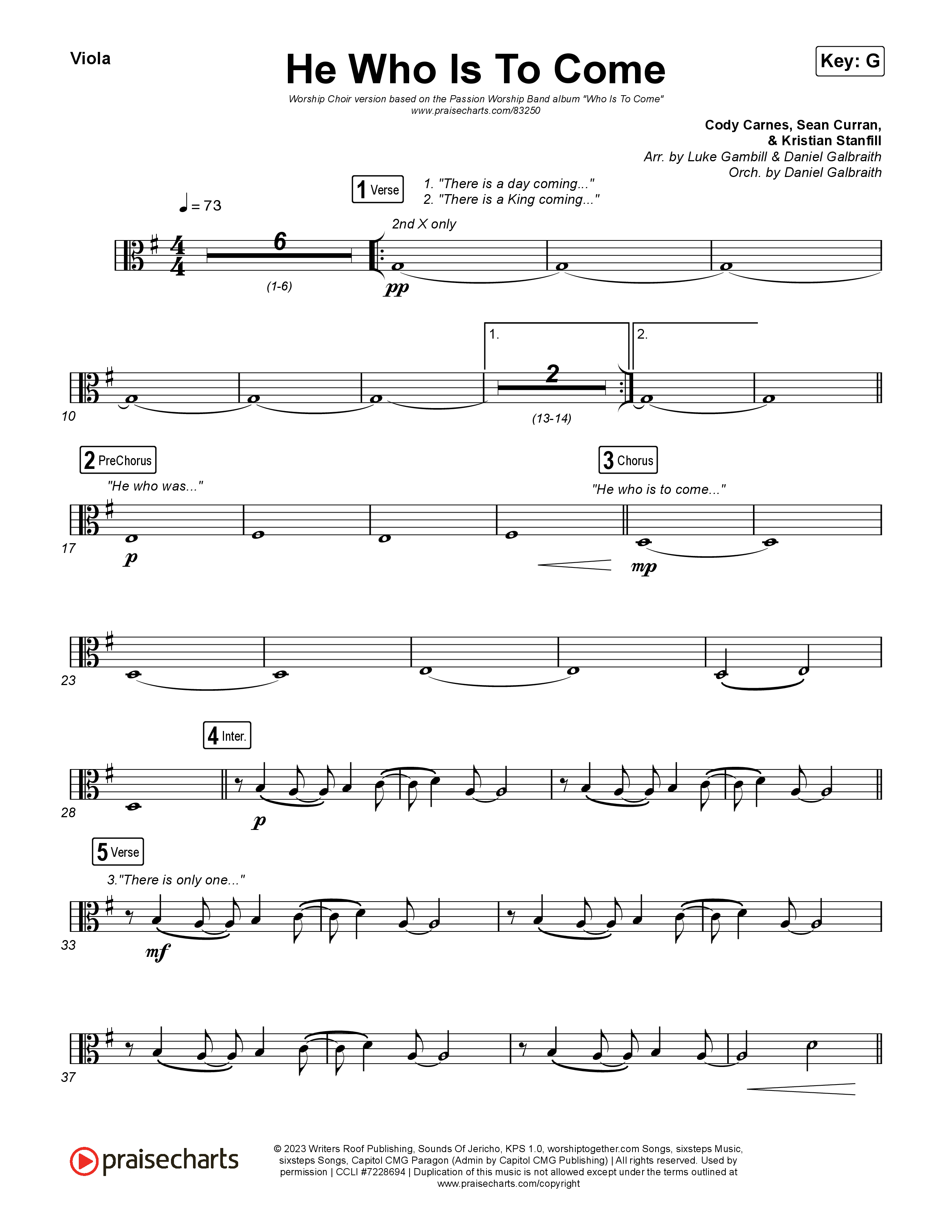 He Who Is To Come (Worship Choir/SAB) Viola (Passion / Cody Carnes / Kristian Stanfill / Arr. Luke Gambill)